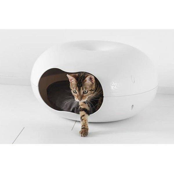 Modern Donut Cat Cave - Cozy Plastic Pet Bed for Cats & Small Dogs | Comfortable Indoor Sleeping Spot for Kittens & Puppies