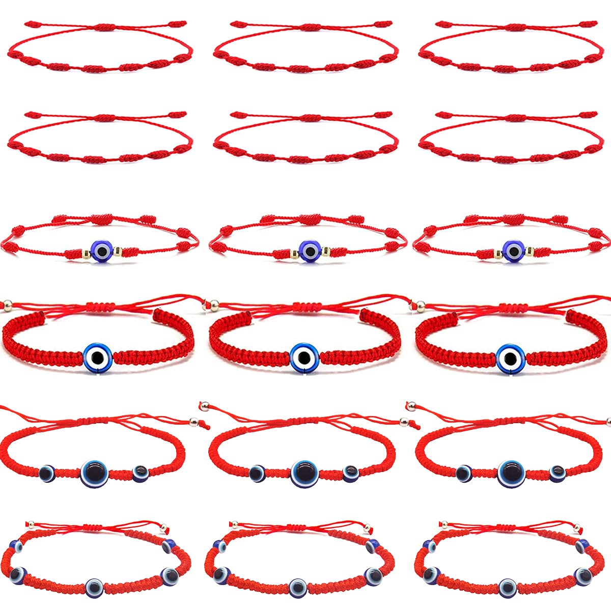 18 Pack SAMOCO Red String Bracelets for Women & Men - Evil Eye Kabbalah Protection Bracelet with Adjustable Knot, Good Luck Amulet & Friendship Gift - Perfect for Spiritual Protection, Daily Wear & Meaningful Gifts