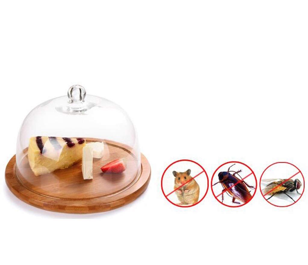 Wooden Pastry Plate with Glass Dome Lid - 30x30x20cm Snack Tray for Desserts, Fruits, Salads, Chips & Dips - Perfect for Tea Parties, Picnics, and Home Decor