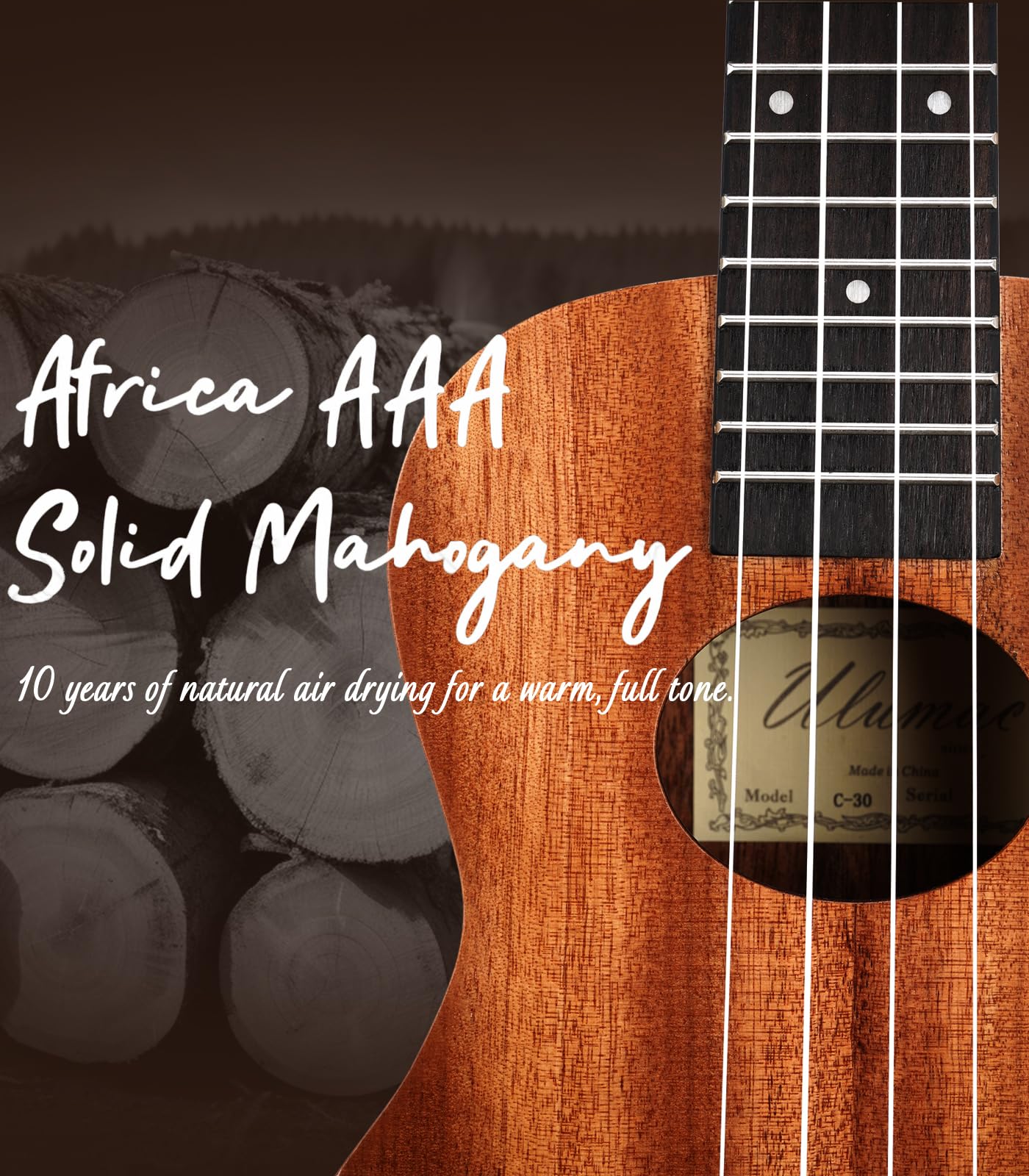 **Soprano Ukulele for Beginners - 21 Inch Solid Mahogany Ukelele Kit with Gig Bag, Digital Tuner, Extra Strings, 3 Picks, Strap & Cleaning Cloth | Perfect for Kids, Adults & Travel | Great for Learning, Gifts & Outdoor Play**
