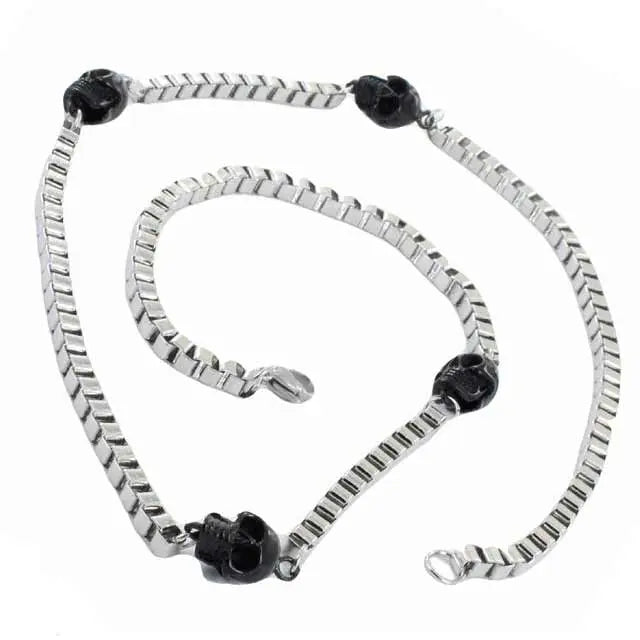 GoSteel Biker Skull Chain Necklace for Men - Stainless Steel Gothic Punk Jewelry - Perfect for Motorcycle Riders, Rock Concerts & Edgy Fashion