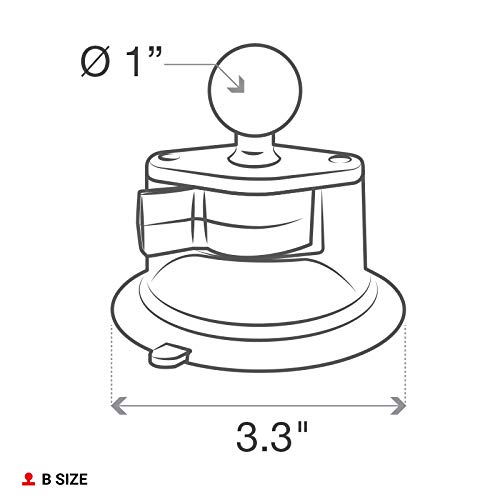 RAM Mounts Twist-Lock Suction Cup Base with Ball RAM-B-224-1U for Windshield Mounting in Cars and Trucks, B Size 1