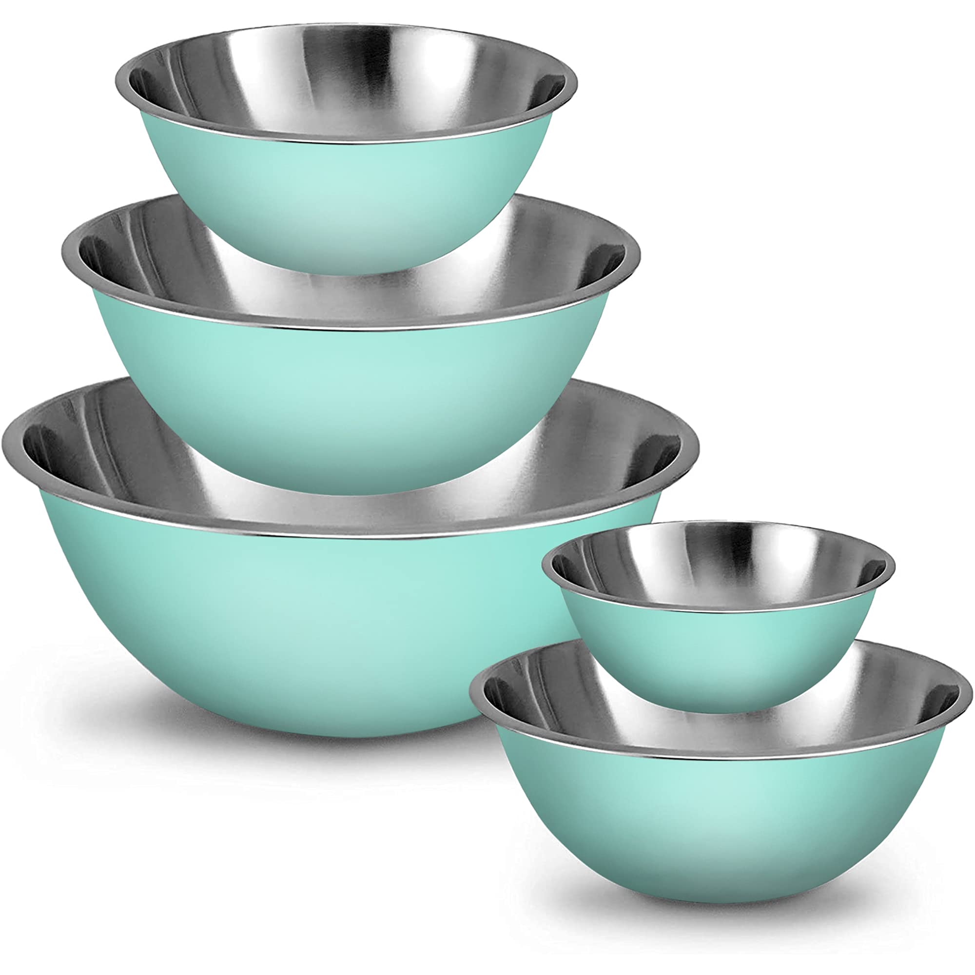 WHYSKO Stainless Steel Mixing Bowls Set - 5-Piece Heavy Duty Food Prep Containers for Kitchen, Meal Prep & Refrigerator Storage | Eco-Friendly, Reusable & Durable (Blue) | Perfect for Baking, Cooking, Salad Mixing & Food Organization