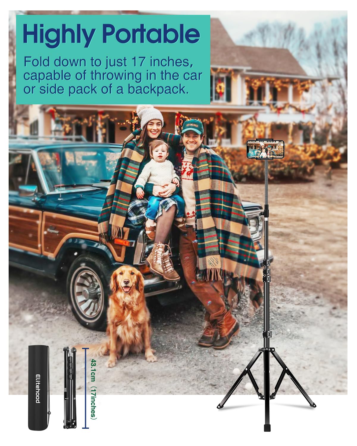 Elitehood 203cm Tall Heavy Duty Metal Tripod Stand with 360° Rotating Phone Holder - Adjustable Gooseneck Overhead Tripod for iPhone 16/15/14/13/12 Pro Max & All Smartphones - Perfect for Video Filming, Live Streaming, Photography & Content Creation