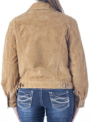 REED Women's Western Style Suede Leather Jacket - Cowgirl Denim Shirt with Fringe - Perfect for Rodeo, Country Music Concerts & Western Fashion Outfits