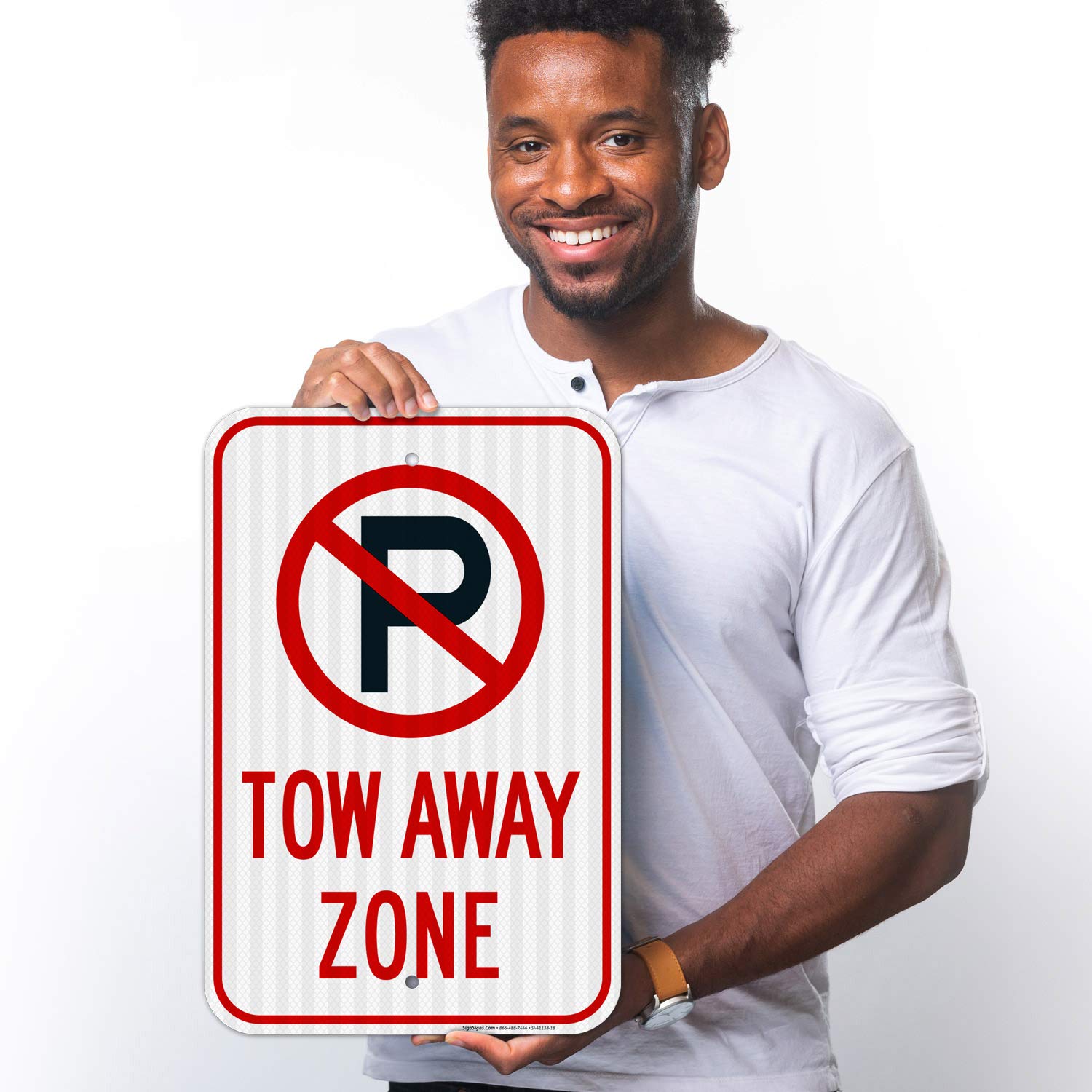 No Parking Sign - Tow Away Zone, 12x18 Inches, 3M EGP Reflective Aluminum, Fade Resistant for Indoor & Outdoor Use - Easy Mounting, Made in USA - Perfect for Private Property, Parking Lots & Driveway Safety