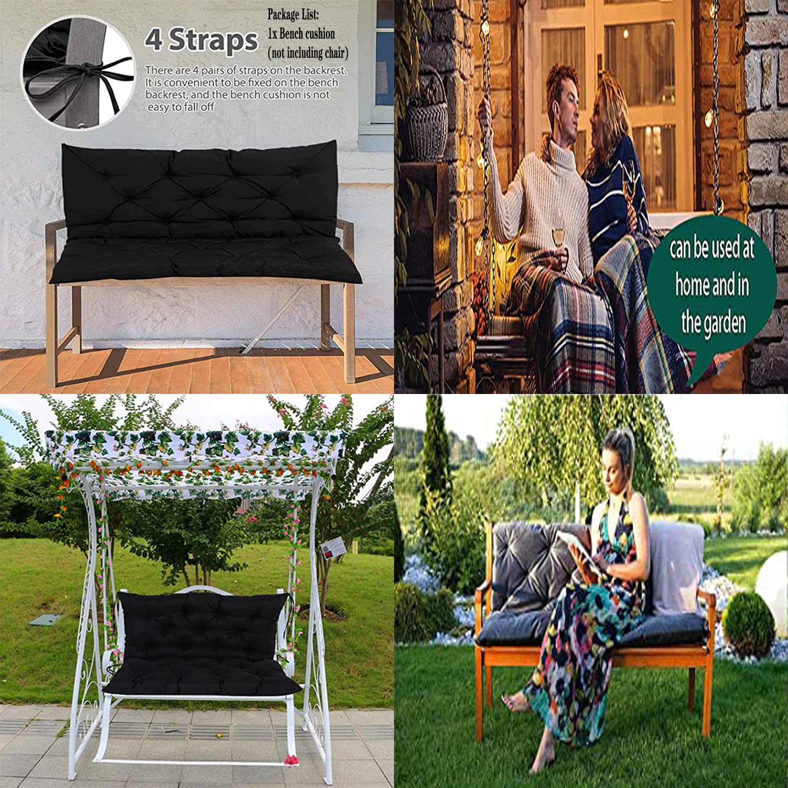 **Premium Swing Replacement Cushions – 2-Seater Outdoor Bench Cushion with Backrest (59x39x4in, Dark Green) – Waterproof & Durable Patio Furniture Cushion for Garden, Porch, and Backyard Relaxation**
