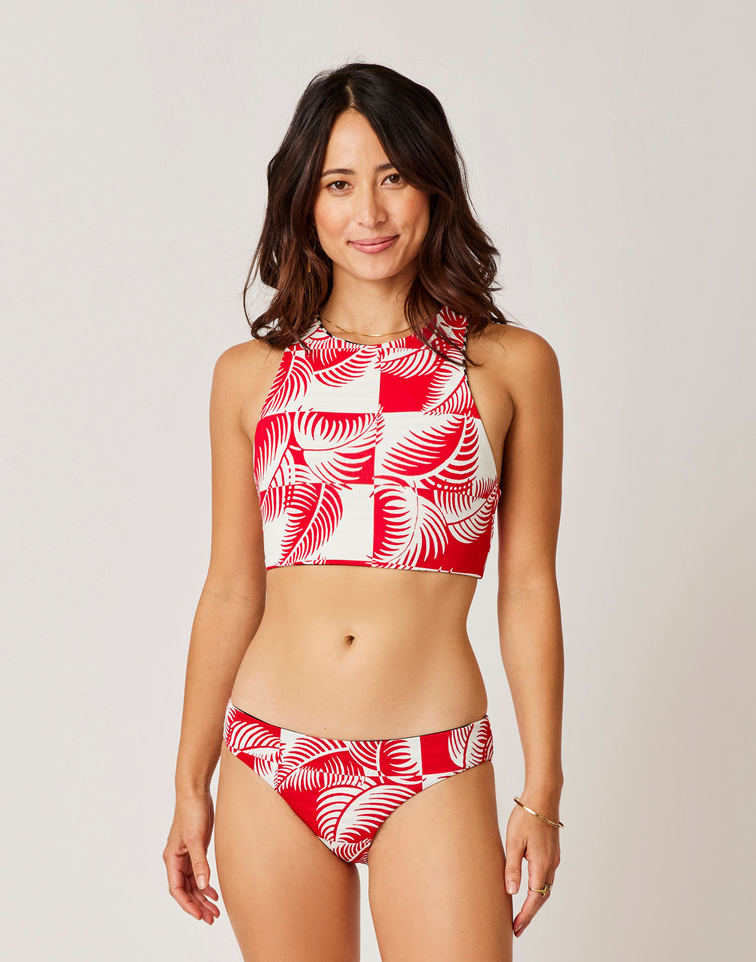 Sanitas Reversible Bottom: Checkered Palm & Navy Stripe - Women's Comfortable Lounge Pants for Home, Yoga & Travel - FINAL SALE