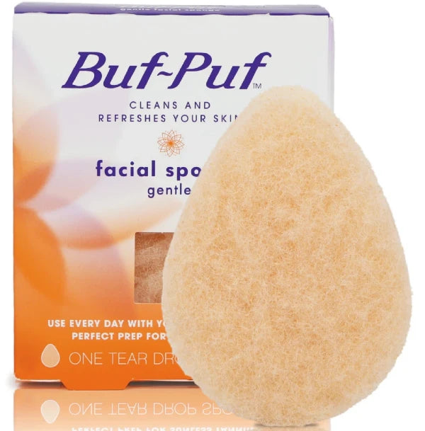 Buf Puf Gentle Exfoliating Facial Sponge for Sensitive Skin - Soft Cleansing Puff for Daily Face Wash & Makeup Removal - Perfect for Acne-Prone and Dry Skin Care Routine