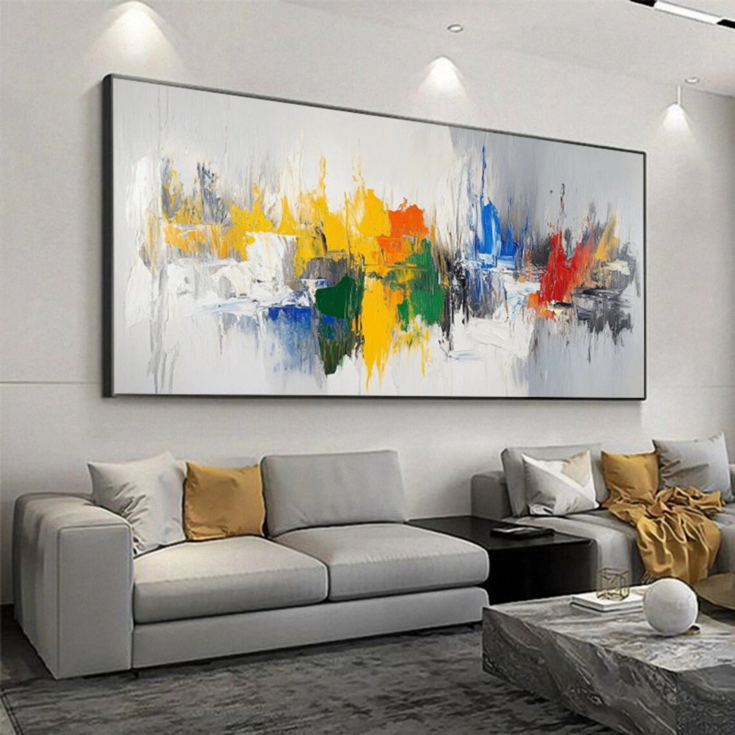 Abstract Painting #AB 316 - Modern Wall Art for Living Room, Bedroom & Office Decor - Handmade Canvas Artwork