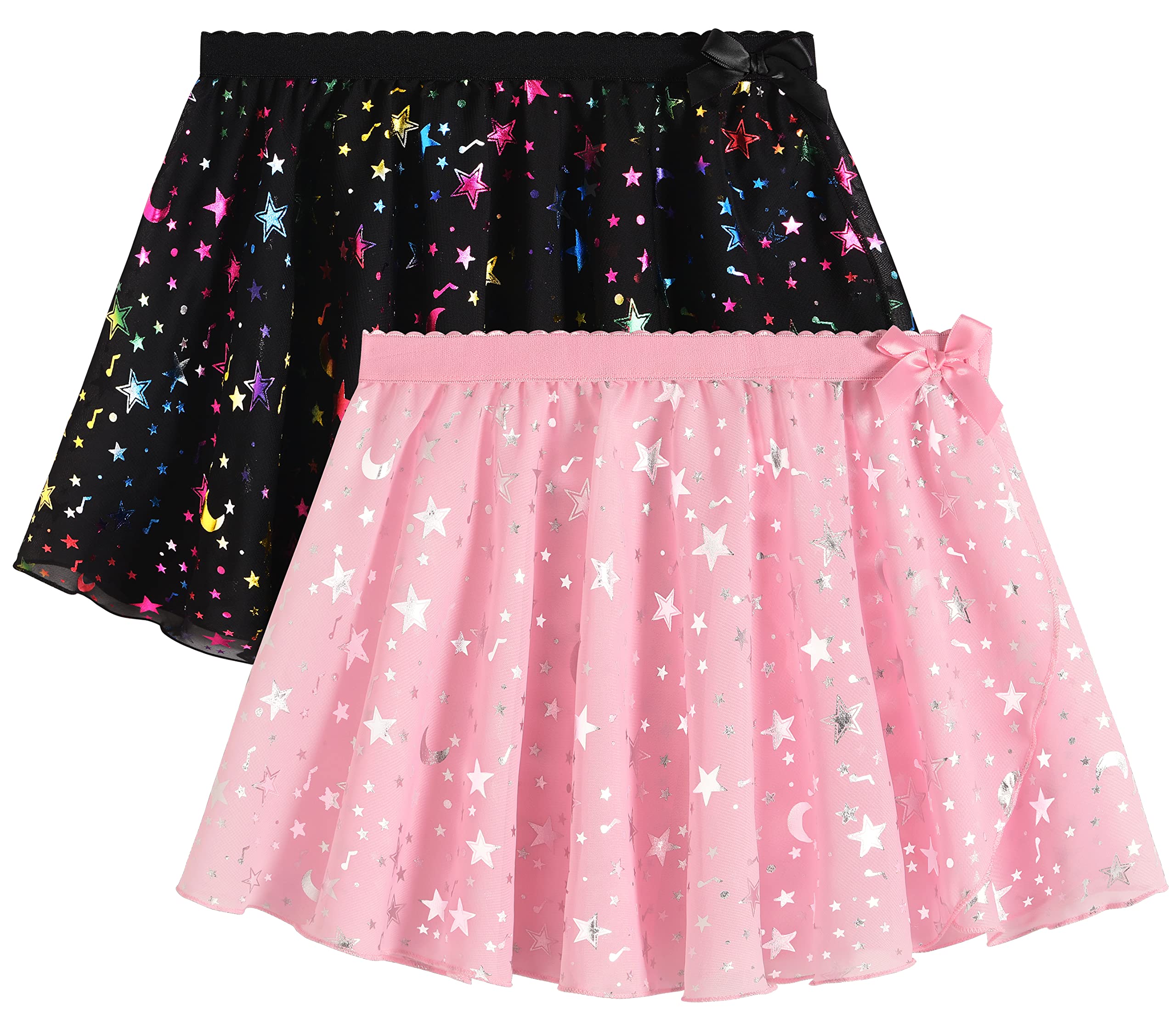Girls Ballet Dance Skirt with Leotard - Sparkly Chiffon Wrap Tie Tutu for Toddlers & Kids - Perfect for Ballet Class, Recitals & Dance Performances
