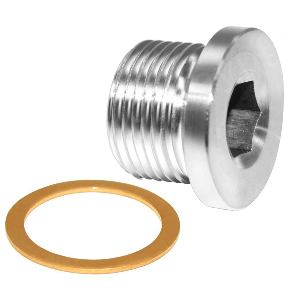 Joywayus M12x1.5 Stainless Steel Hex Head Pipe Plug Socket - CNC Machined Threaded Pipe Fitting Rods (2-Pack) - Perfect for Plumbing, Automotive & Industrial Applications