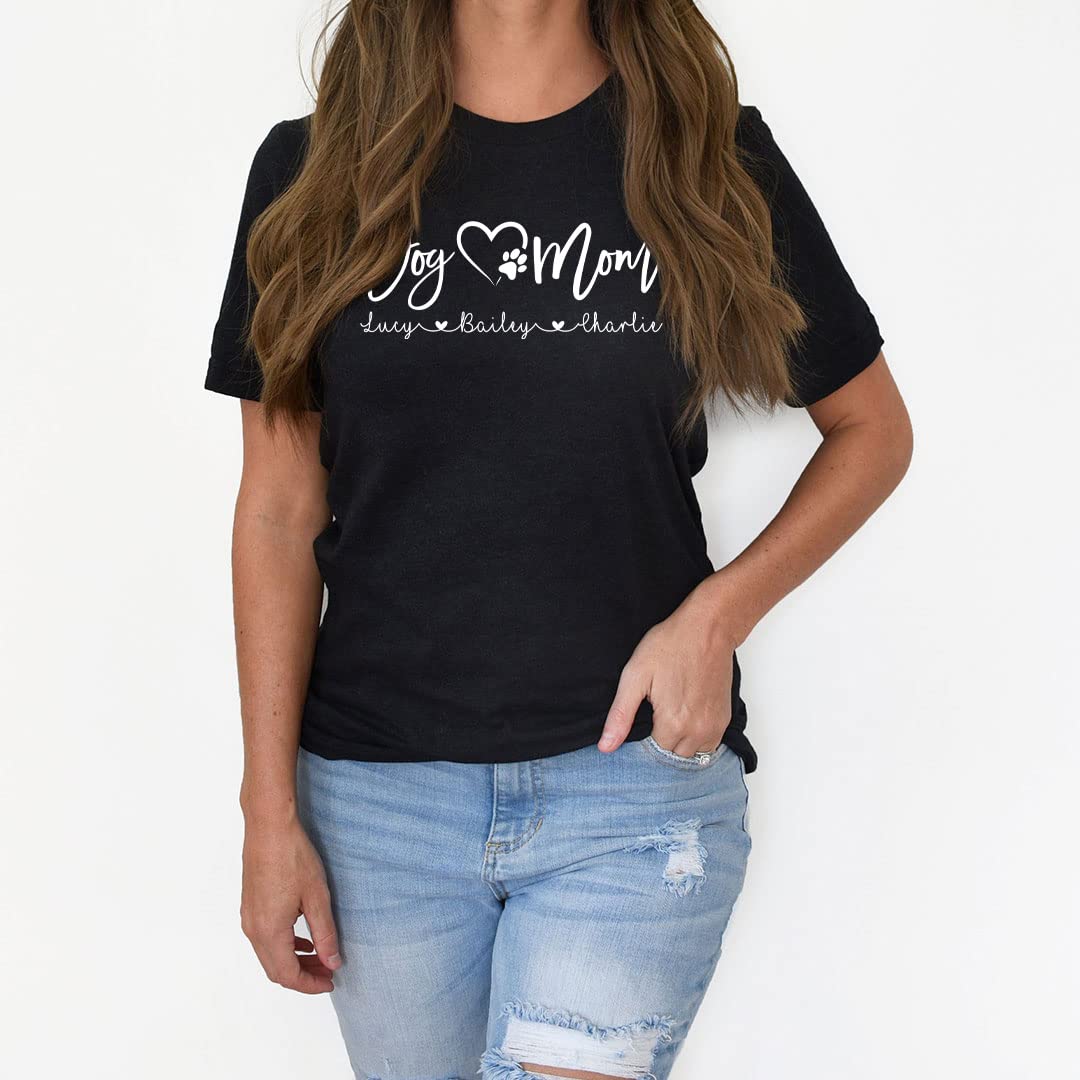 Custom Dog Mom T-Shirt with Name - Funny Dog Lover Shirt for Women - Cute Pet Owner Gift for Birthdays & Mother's Day - Perfect for Dog Walks & Vet Visits