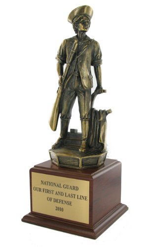 16 Inch Brass Minuteman National Guard Trophy - Military Appreciation Award, Patriotic Gift for Veterans, Soldiers & First Responders - Perfect for Retirement, Promotion & Recognition Ceremonies