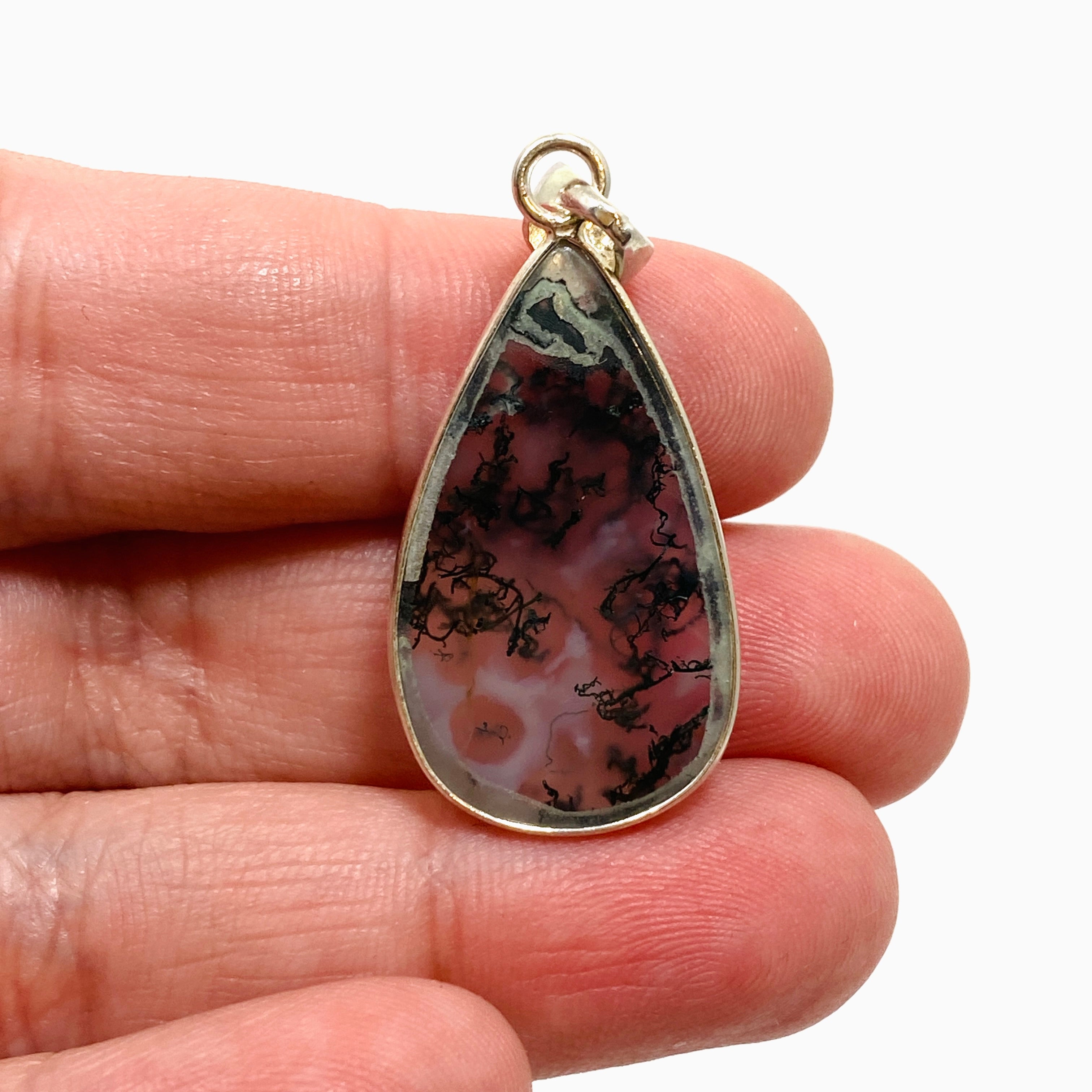 Natural Moss Agate Teardrop Cabochon Pendant - Handmade Gemstone Jewelry KPGJ4712 for Necklace Making, DIY Crafts & Spiritual Healing
