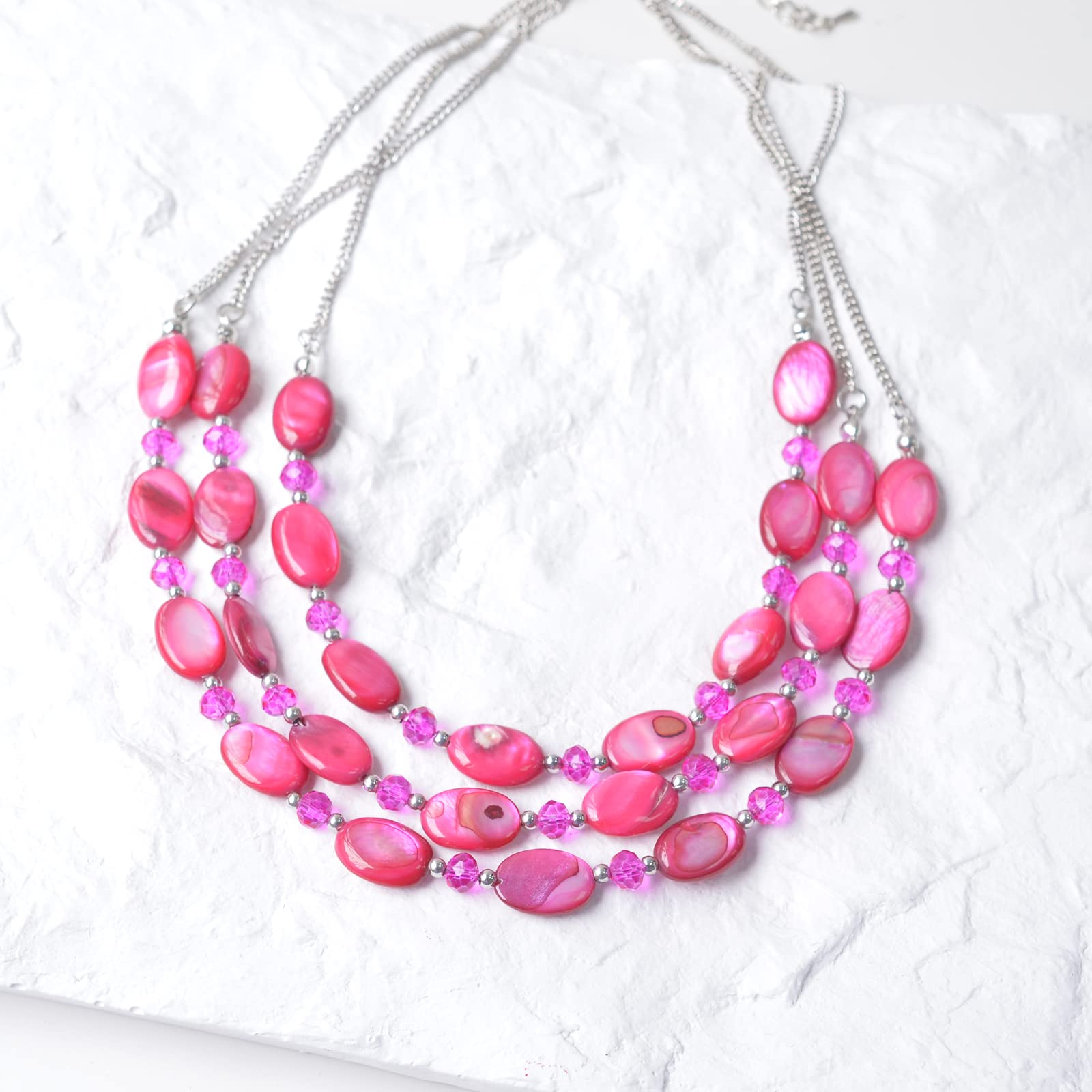 Chunky Layered Beaded Statement Necklace for Women - Multi Strand Boho Fashion Jewelry - Perfect Birthday Gift for Mom, Wife, Sister | Great for Parties, Weddings, Date Nights & Office Wear