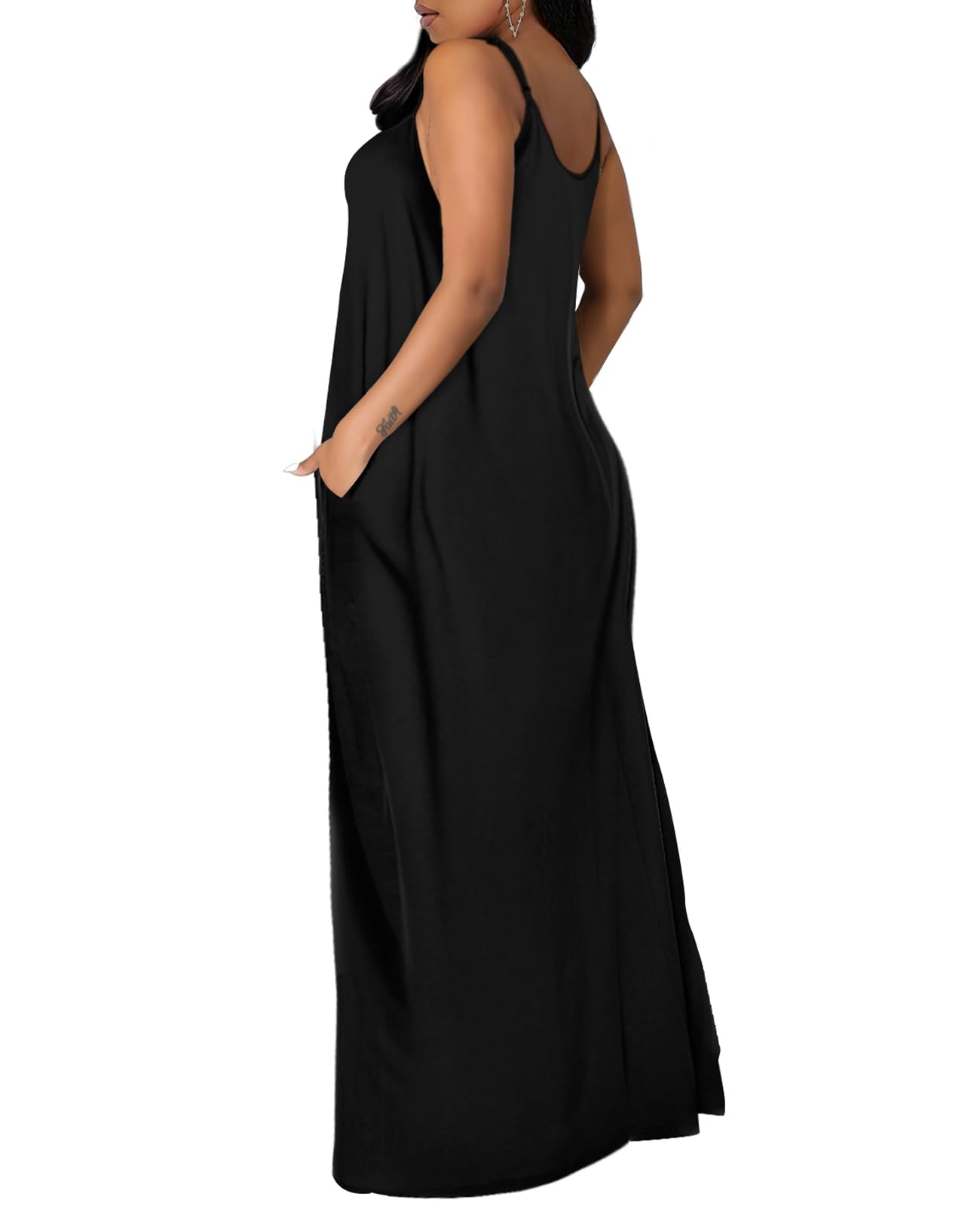 OFEEFAN Women's Summer Maxi Dresses - Flowy Spaghetti Strap Sundress with Pockets | Beach Cover Up, Vacation Outfit, Casual Dress for Outdoor Activities