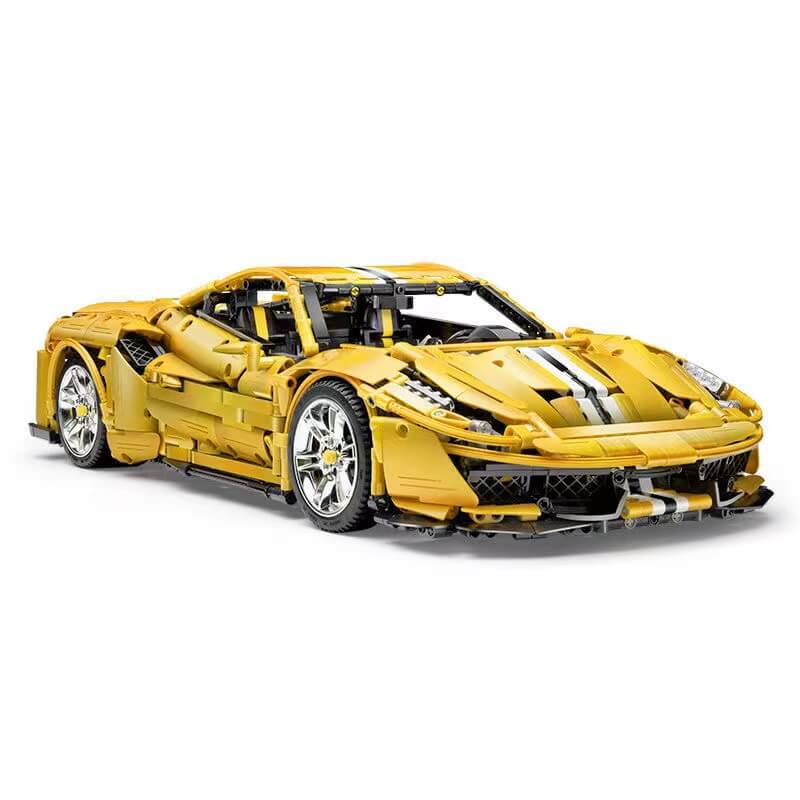 CADA C61057 Master Yellow Ferrari 488 1:8 Scale 3229-Piece Building Blocks Set - Perfect for Car Enthusiasts, Model Collectors & DIY Gift Ideas