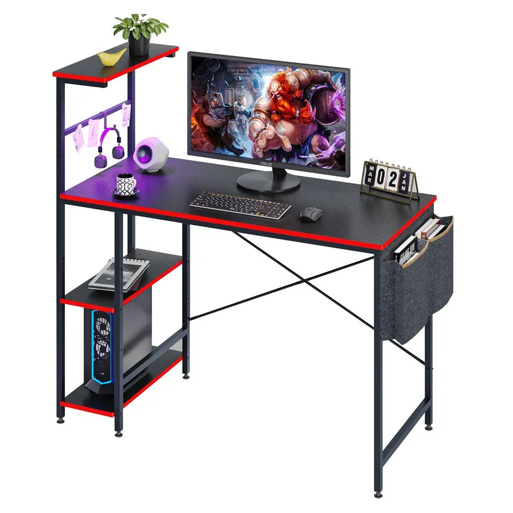 Bestier 44 Inch Gaming Desk with LED Lights - Ergonomic PC Computer Desk for Small Spaces, Perfect for Gaming, Streaming & Home Office Setup