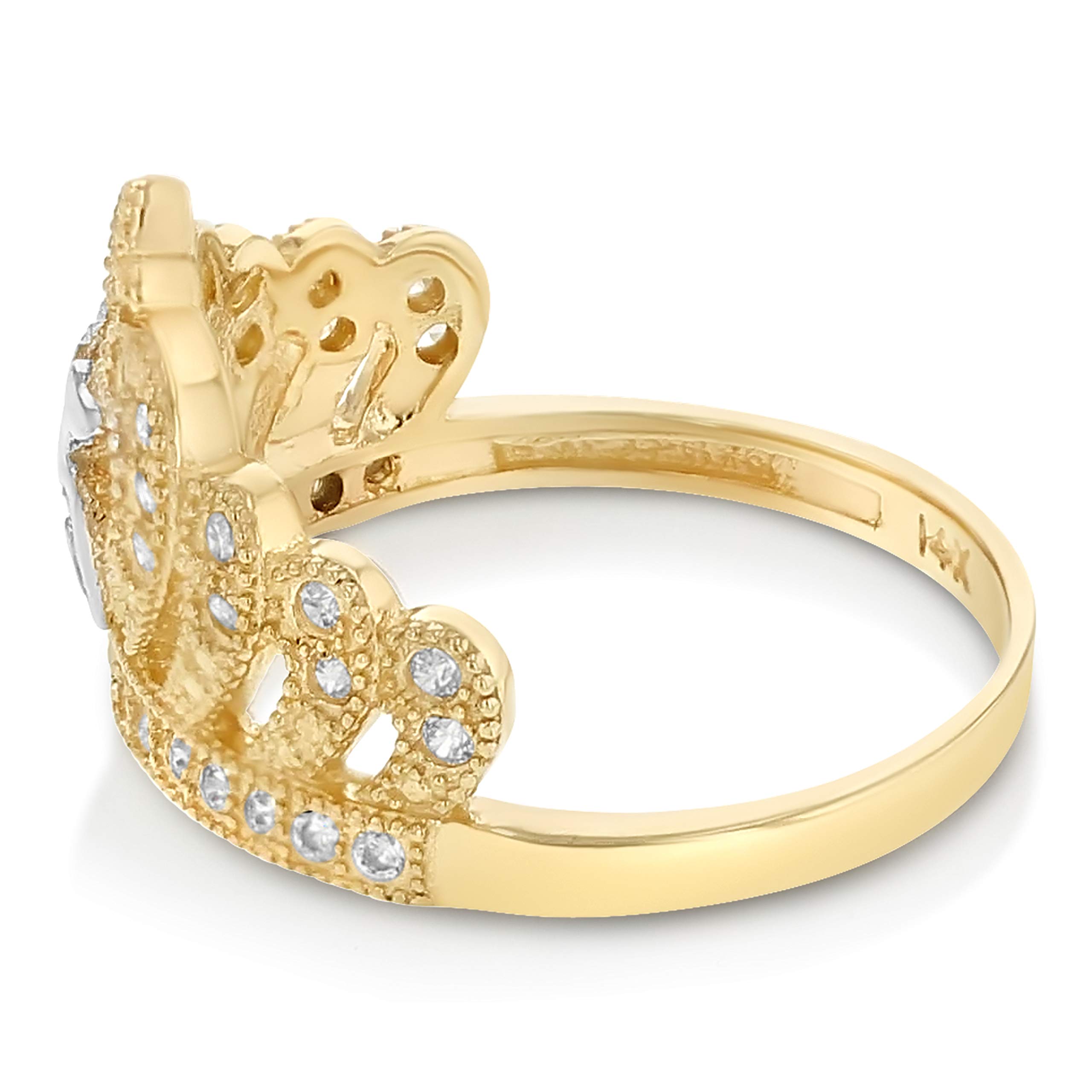 14K Two Tone Solid Gold CZ Princess Ring for 15th Birthday & Quinceañera - Perfect Sweet 16 Gift, Teen Jewelry for Special Occasions
