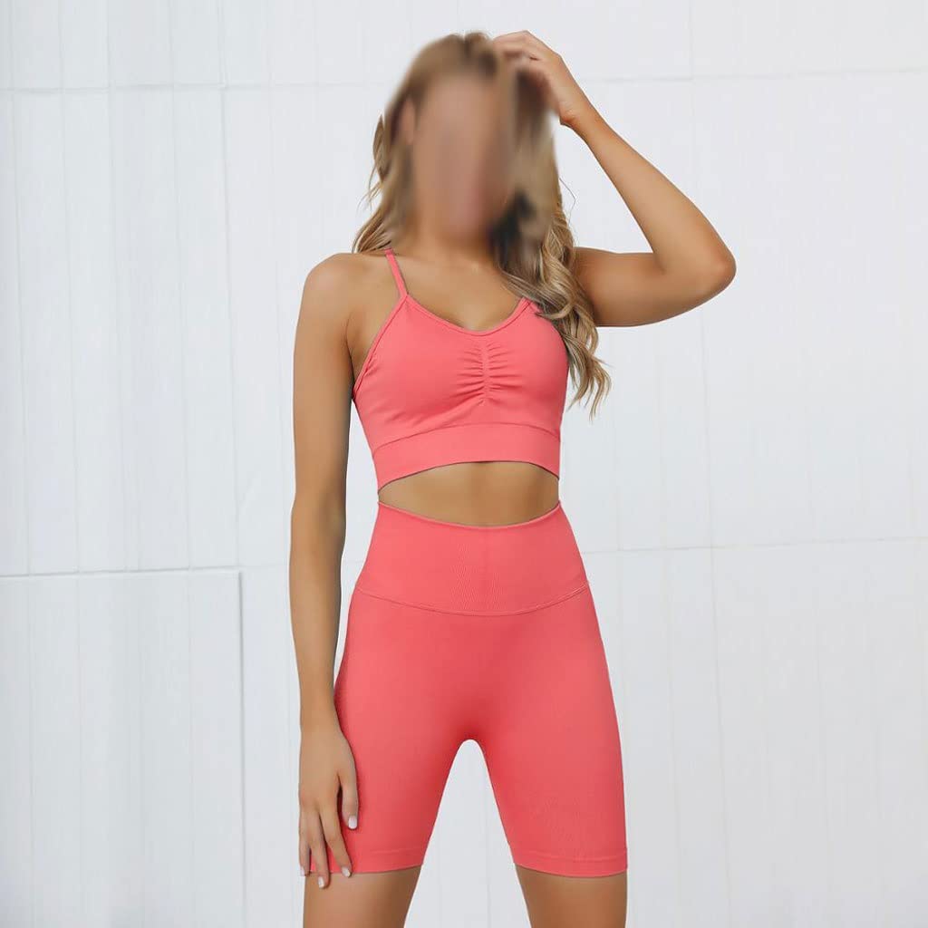 MMLLZEL Women's Seamless 2-Piece Yoga Set - High Waist Workout Shorts & Sports Bra for Gym, Running & Fitness | Breathable Activewear for Yoga, Pilates & Home Exercise (Color A, Size Large)