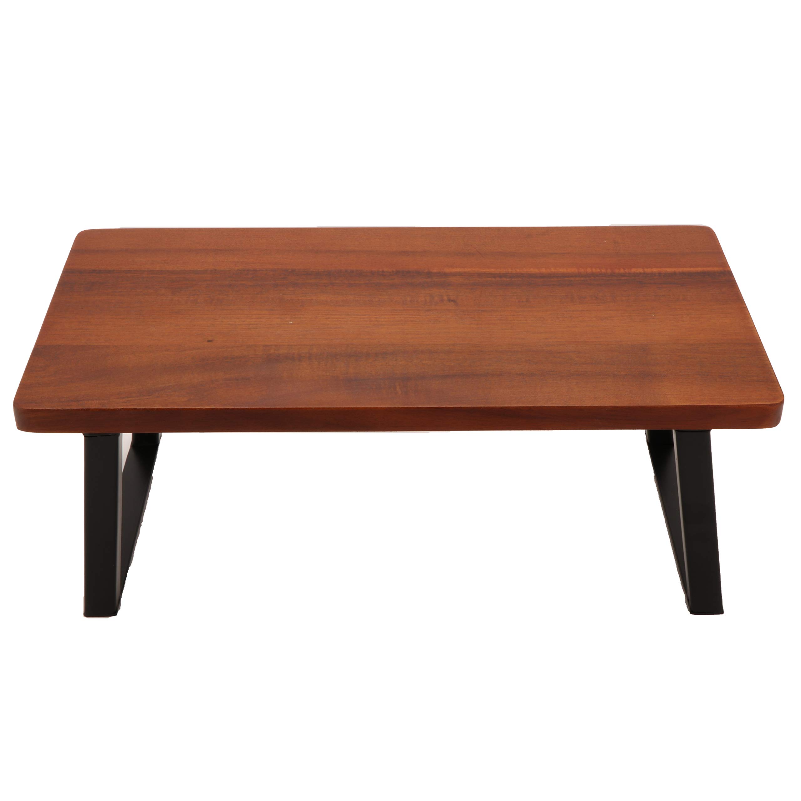 GET RISER-6-W Walnut Wooden Monitor Stand with Foldable Legs - 6 Inch Height Adjustable Laptop Riser for Home Office Desk Organization & Ergonomic Workspace Setup