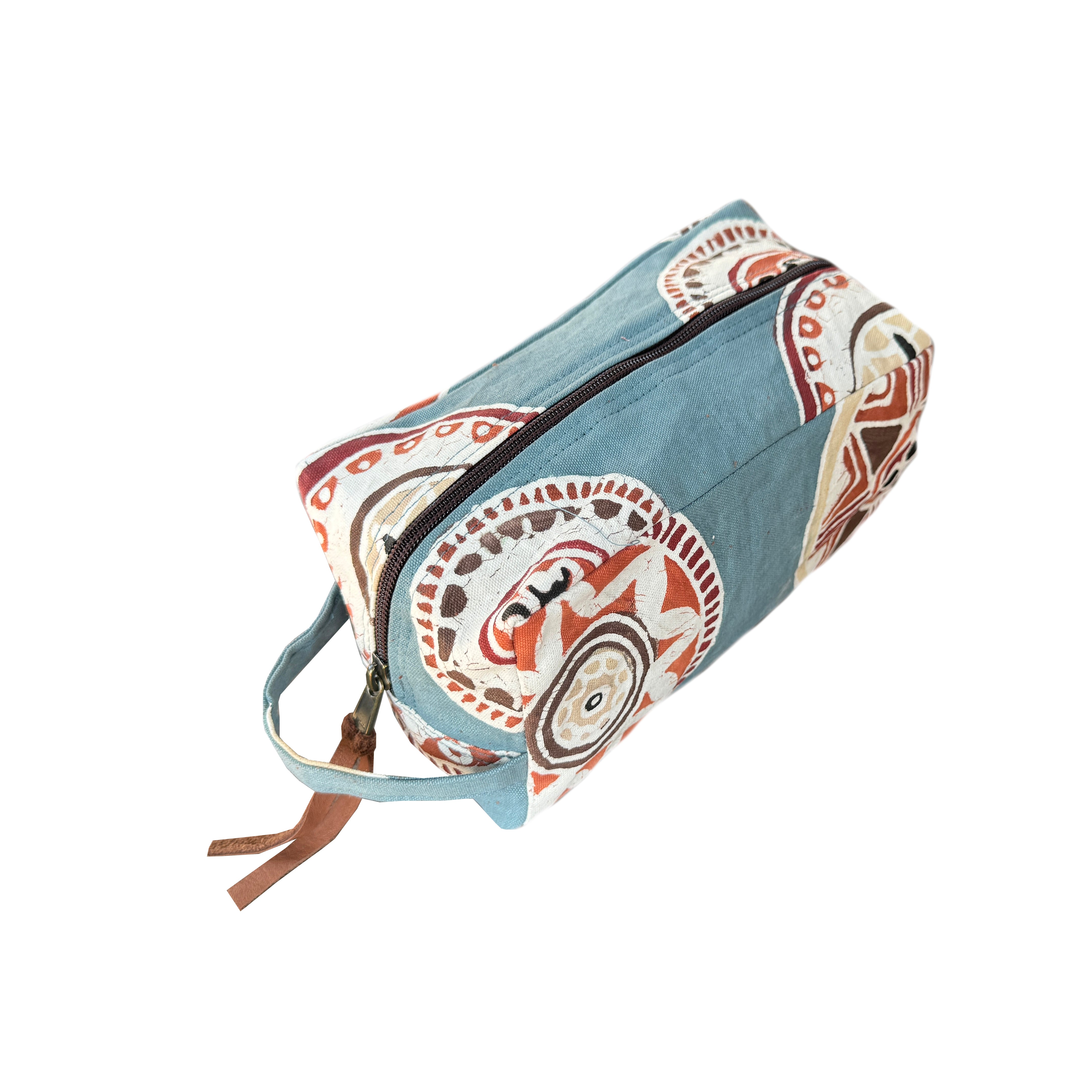 Authentic African Maasai Light Blue Travel Pouch - Handmade Tribal Circle Design Cosmetic Bag & Passport Holder for Women | Perfect for Vacation, Beach Trips & Cultural Events