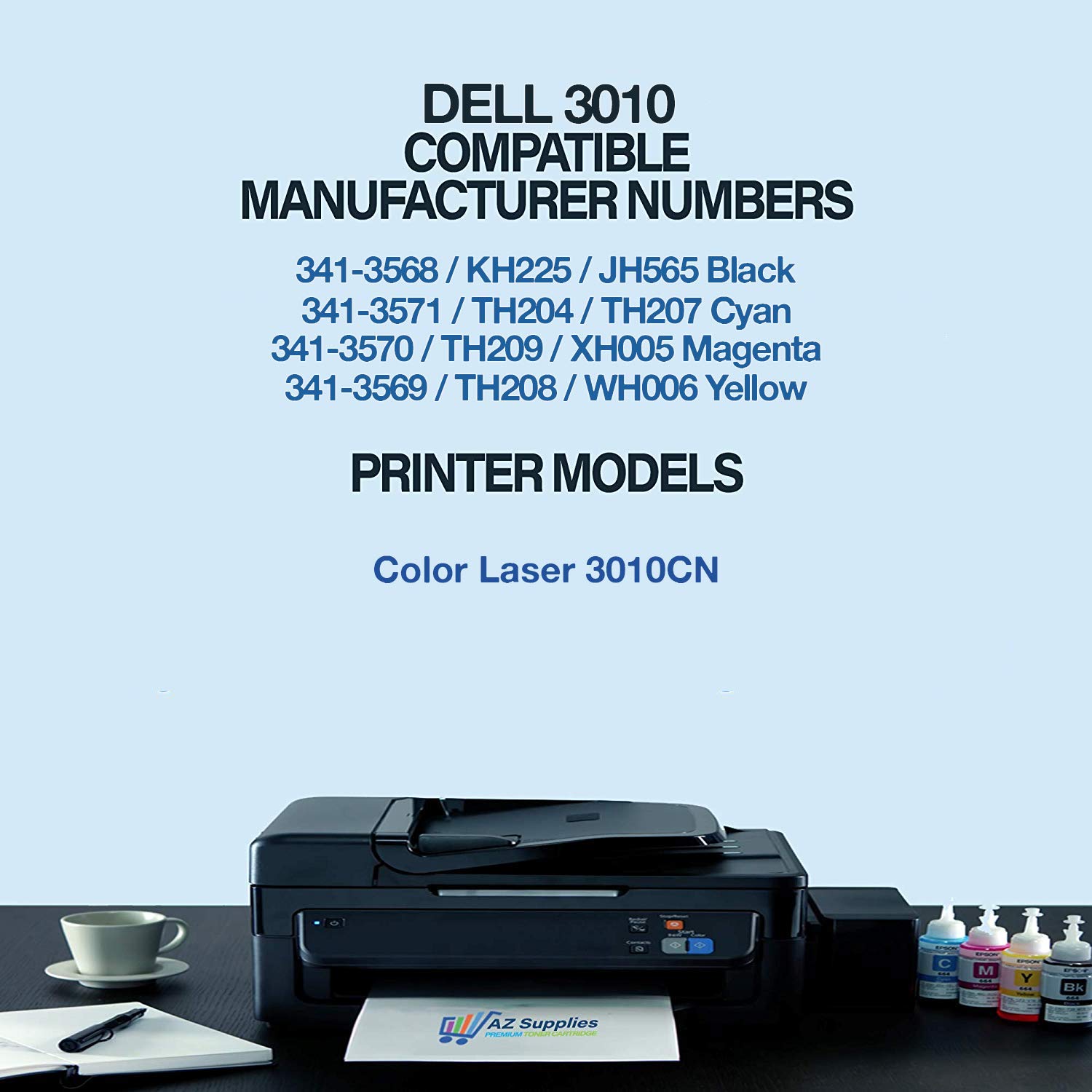 Compatible Toner Cartridge Replacement for Dell 3010/3010CN Color Laser Printer - 341-3568, 341-3571, 341-3570, 341-3569 Models (5-Pack: 2x Black, Cyan, Magenta, Yellow) | High-Yield Printing for Office & Home Use
