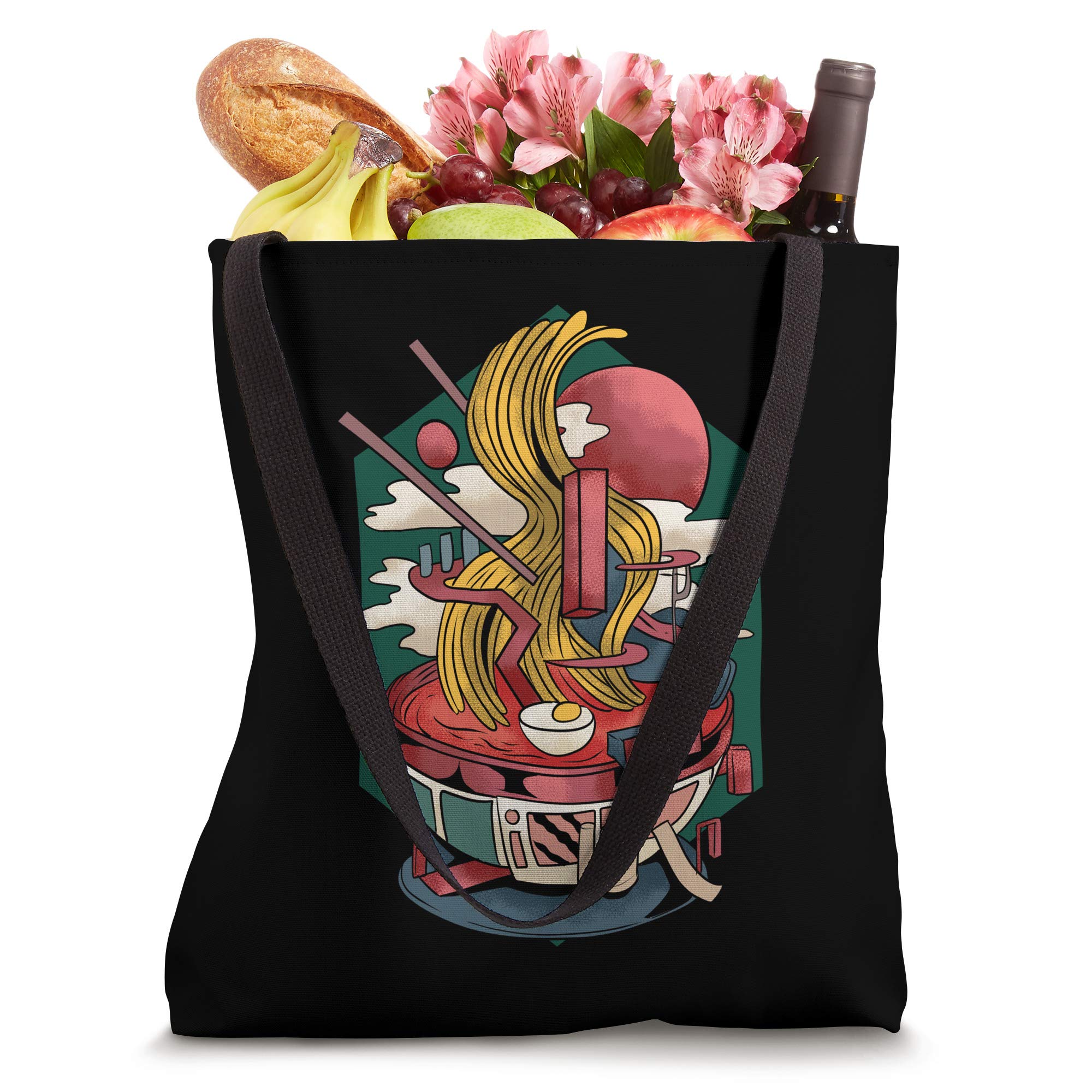 Ramen Noodles Tote Bag - Stylish Japanese Noodle Themed Reusable Shopping Bag - Perfect for Groceries, Beach, School & Anime Conventions