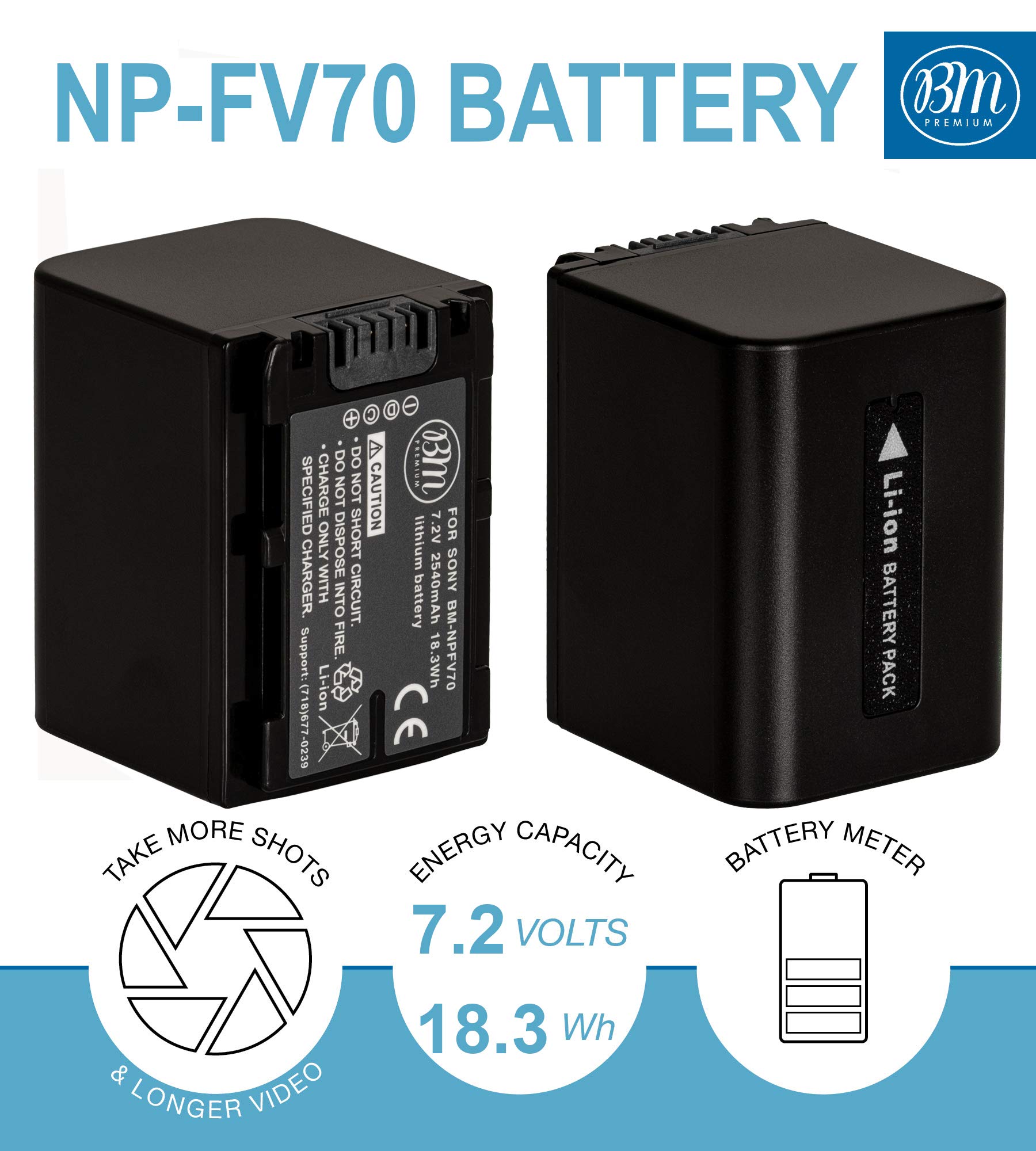 2-Pack NP-FV70 Replacement Batteries & Charger Kit for Sony HDR-CX190/CX200/CX210/CX220/CX230/CX260V/CX290/CX380/CX430V/CX580V/CX760V, HDR-PJ230/PJ380/PJ430V/PJ580V/PJ650V/PJ710V/PJ760V, HDR-PV790V, HDR-TD20V/TD30V Handycam Camcorder - Perfect for Travel, Vlogging & Extended Shooting Sessions