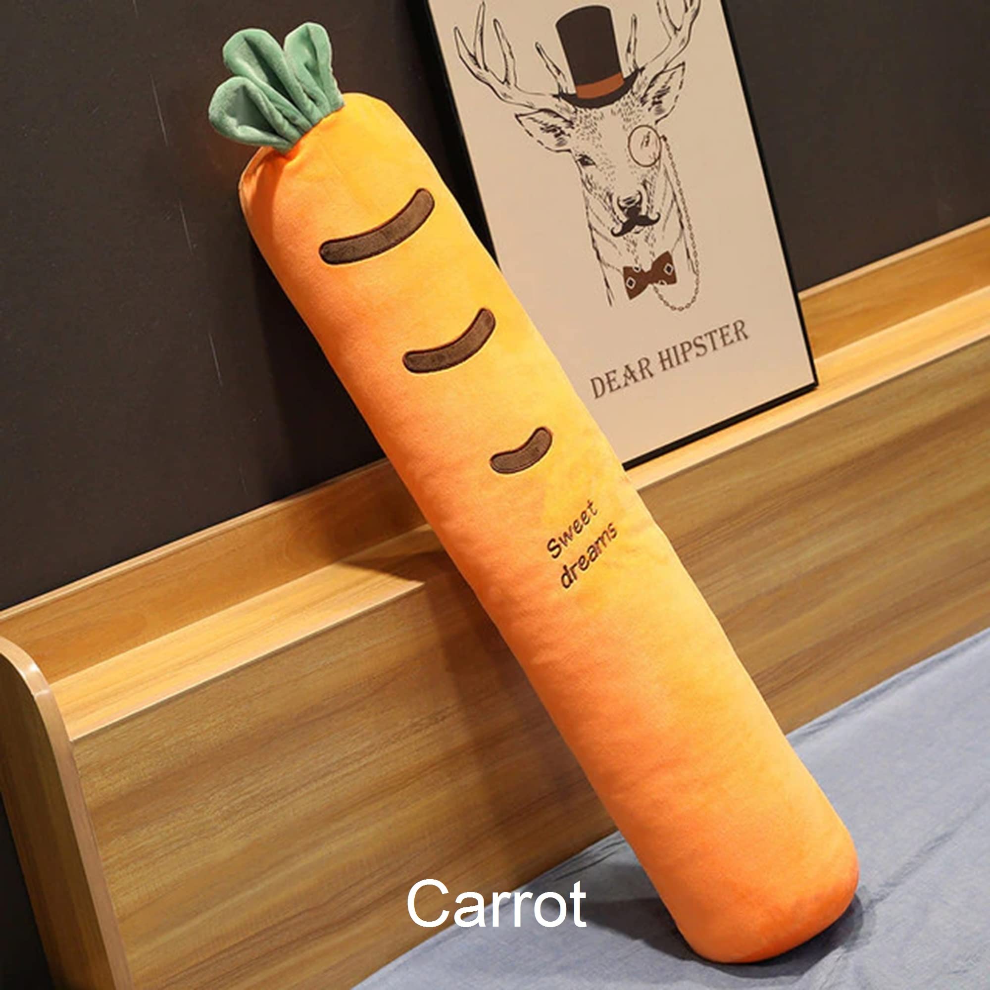 Extra Large Carrot Plush Body Pillow - 51 Inch (130cm) Kawaii Fruit-Shaped Cushion for Bed, Sofa & Lounge | Soft Hugging Pillow for Adults & Kids | Perfect for Anime Fans, Gift Giving & Cozy Home Decor