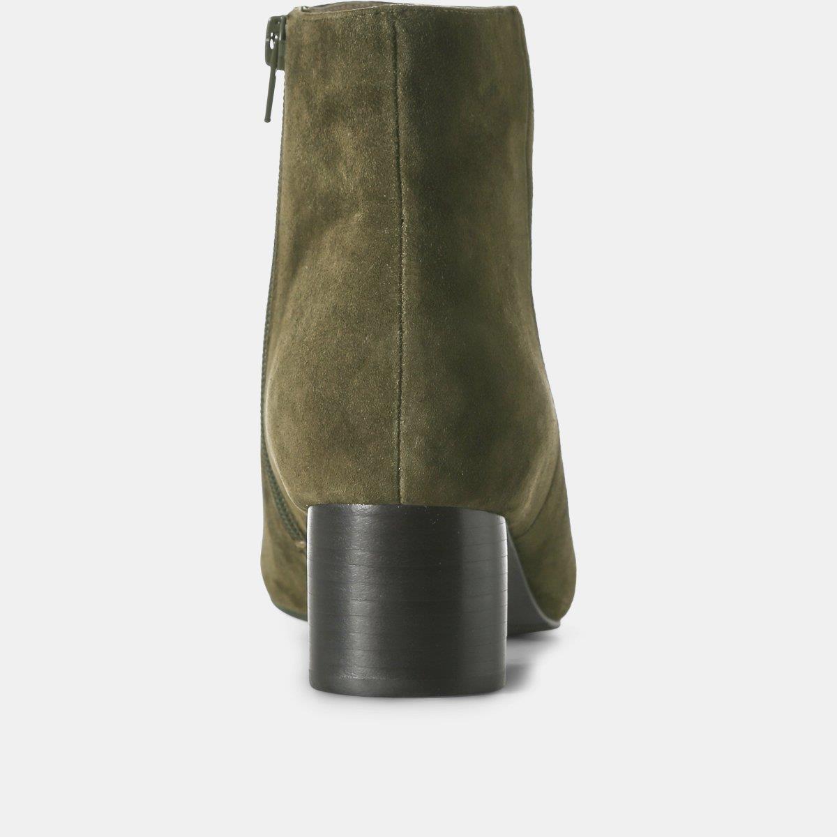 Aya Suede Ankle Boots for Women - Comfortable Green Fall/Winter Booties with Low Heel | Perfect for Office, Casual Outfits & Date Nights