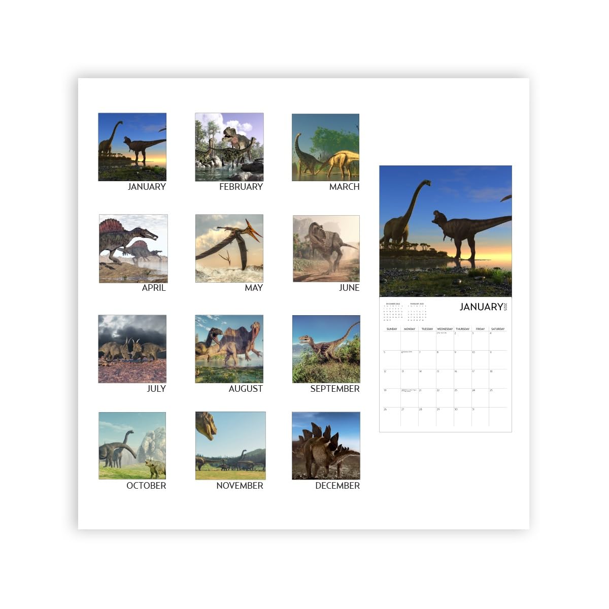 2025 Dinosaur Wall Calendar - Large 12