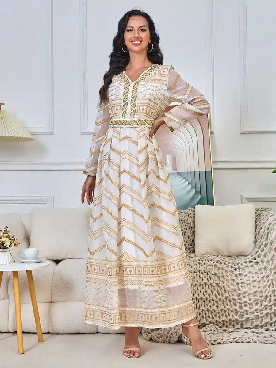 Elegant Eid Embroidery Caftan Dress for Women - Party & Wedding Guest Outfit - Flowy Moroccan Kaftan #25203 | Perfect for Special Occasions, Festive Celebrations and Bridal Showers