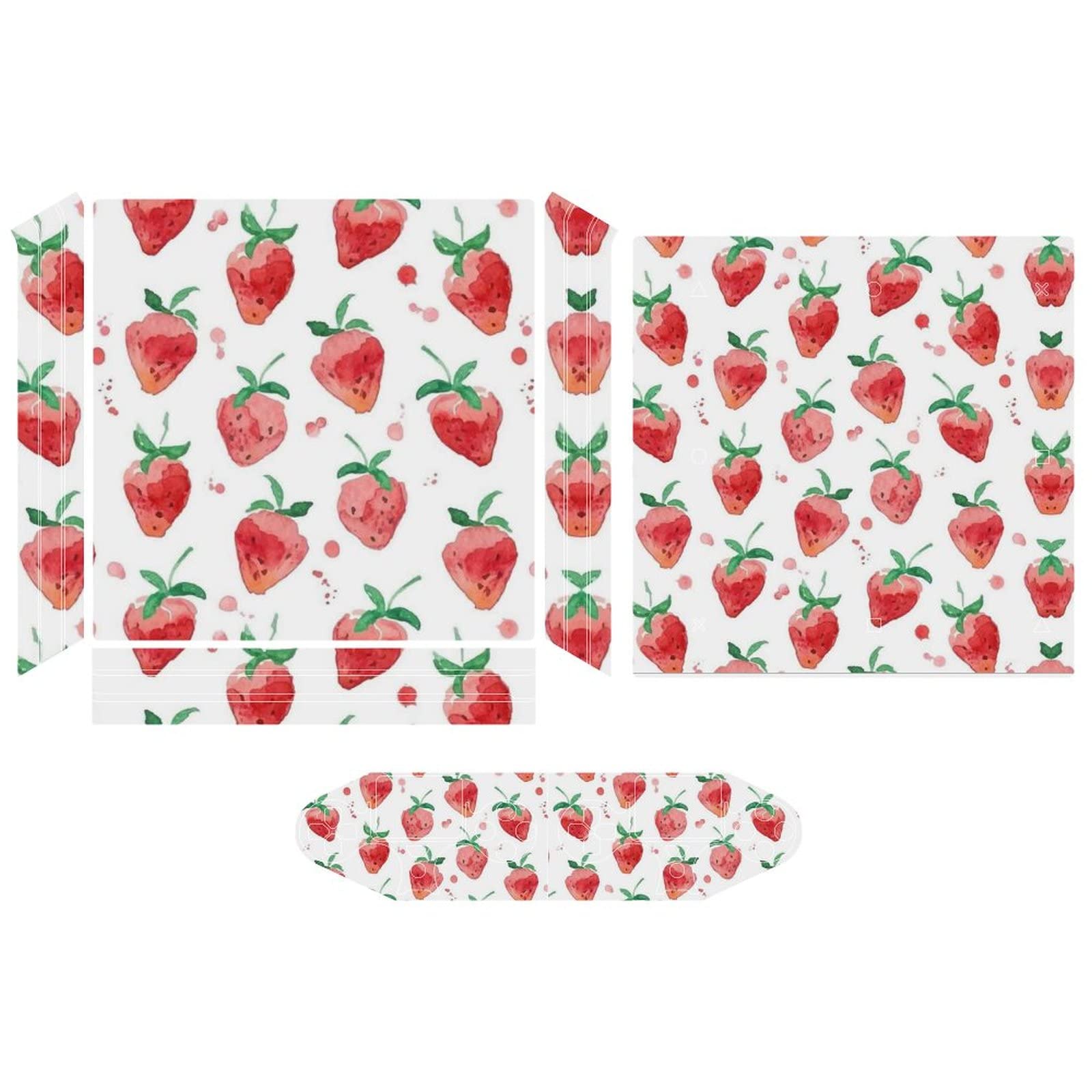 Strawberry PVC Adhesive Skin Protector Sticker for PS4 Pro & PS4 Slim Controller - Durable Gaming Accessory for Enhanced Grip & Protection