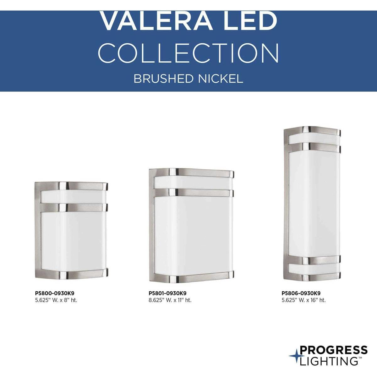 Progress Lighting Valera LED 1-Light Modern Outdoor Wall Lantern - Matte White Acrylic Shade, Brushed Nickel Finish - Perfect for Porch, Patio, and Entryway Lighting