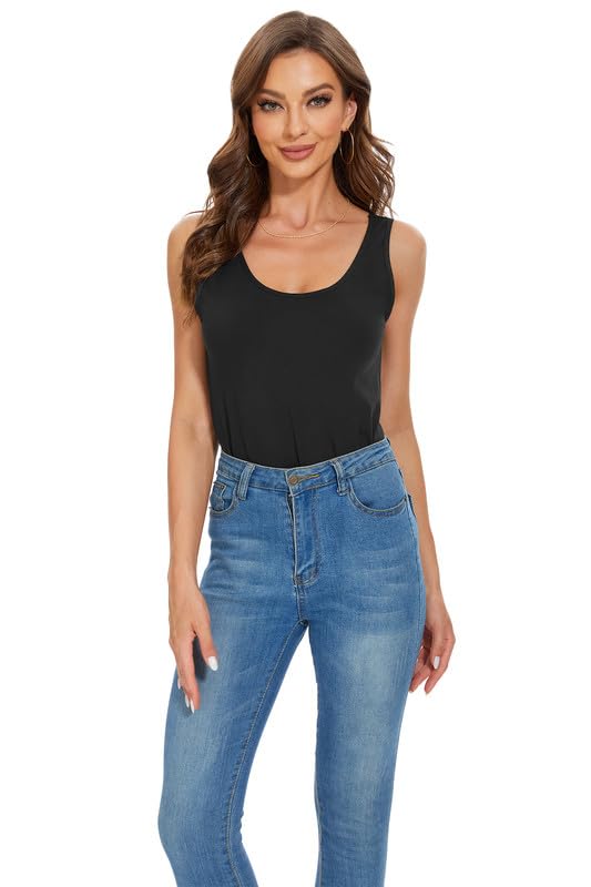 H HIAMIGOS Women's 3-Pack Stretchy Cotton Long Tank Tops - Sleeveless Camisole Undershirts for Layering, Workout & Yoga | Comfortable Casual Wear, Gym Essentials & Summer Basics