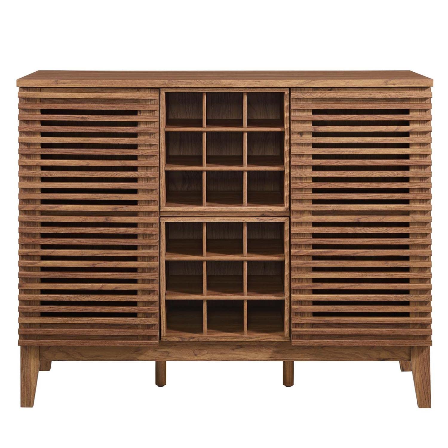 Modway Render Mid-Century Modern Wine Bar Cabinet - Walnut Finish, 17