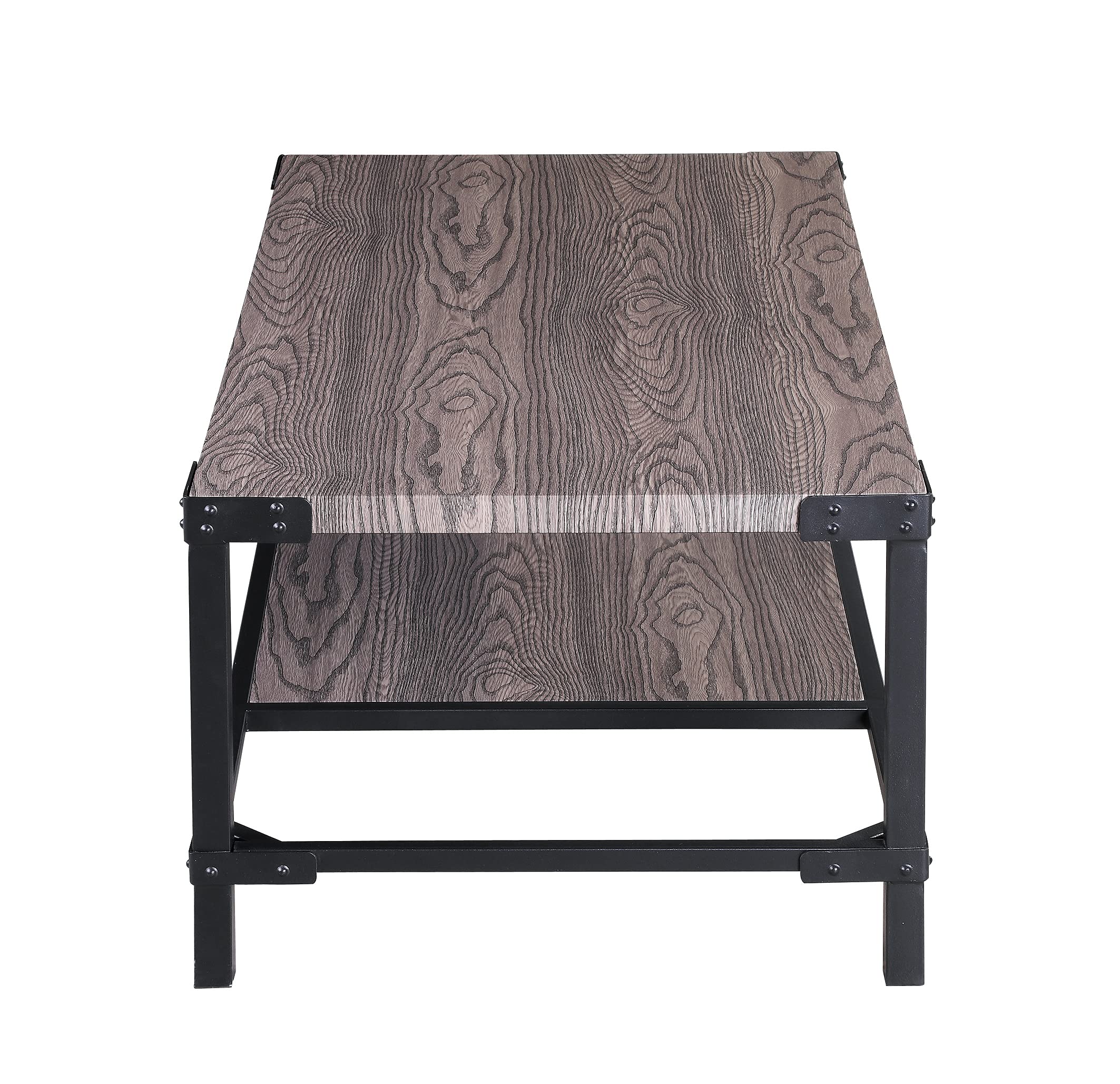Davee Modern Coffee Table - Walnut Finish Rectangle Wood & Metal Frame - Stylish & Durable Living Room Furniture for Home Decor