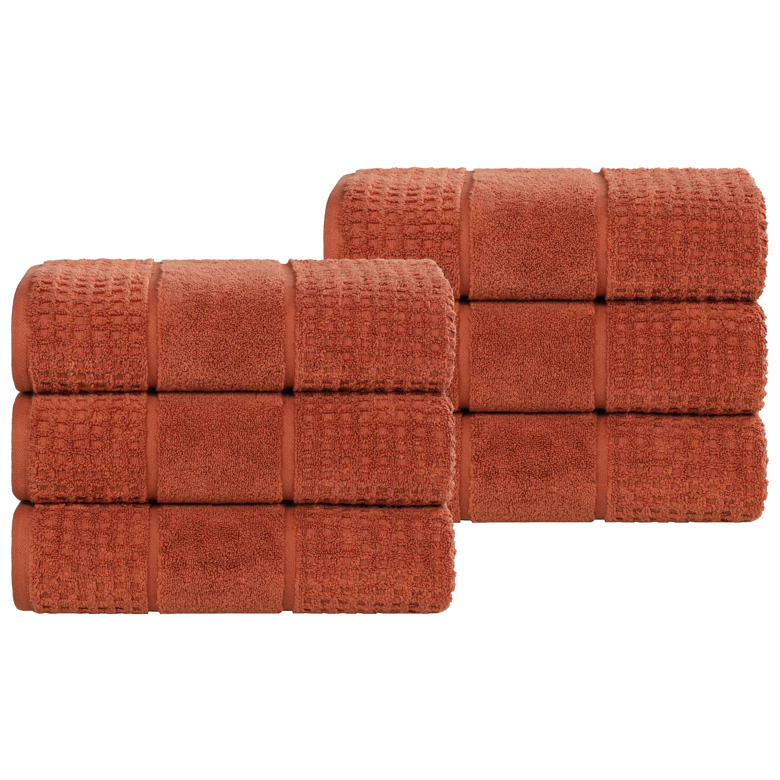 Premium 100% Zero Twist Cotton Waffle Honeycomb Hand Towels - Ultra Soft & Highly Absorbent - Set of 6 Bath Towels for Kitchen, Bathroom & Spa - Eco-Friendly & Quick-Drying