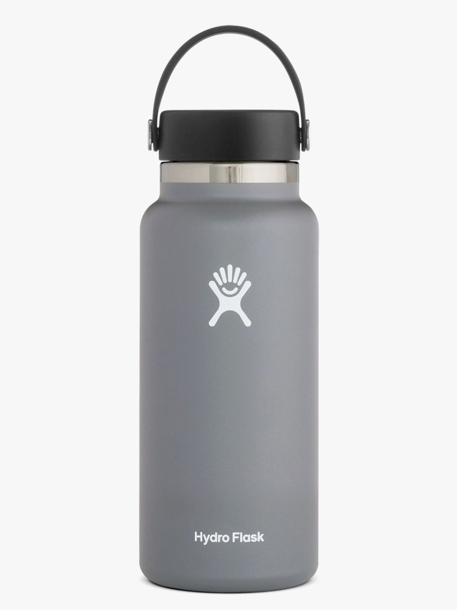 Hydro Flask 32oz Wide Mouth Water Bottle with Flex Cap - Vacuum Insulated Stainless Steel Thermos for Hot & Cold Drinks - Perfect for Hiking, Camping, Gym & Everyday Use - Stone Color