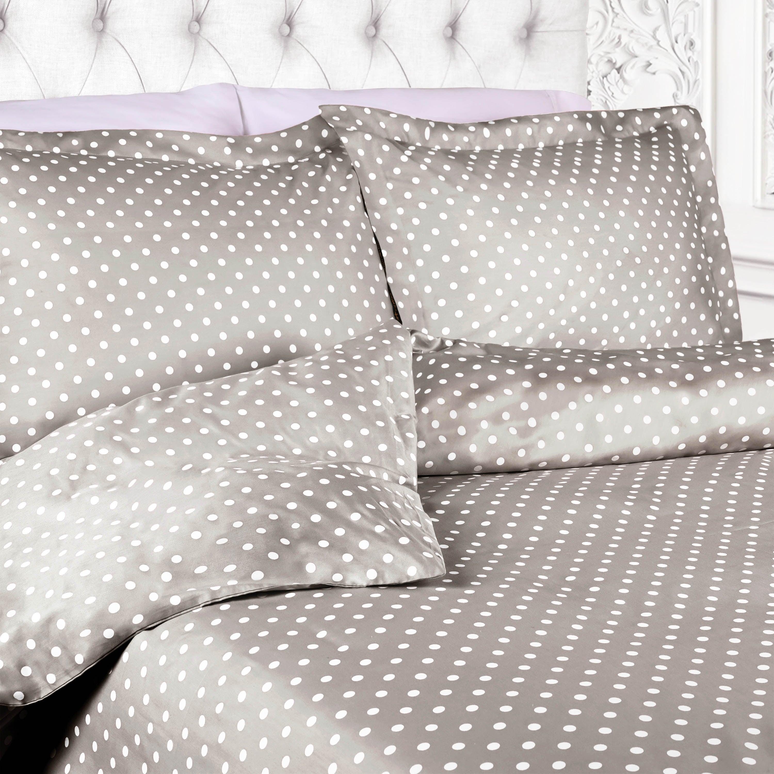 Premium 600 Thread Count Cotton Blend Polka Dot Duvet Cover Set - Soft & Breathable Bedding for Cozy Nights - Perfect for Master Bedroom, Guest Room & Dorm Decor