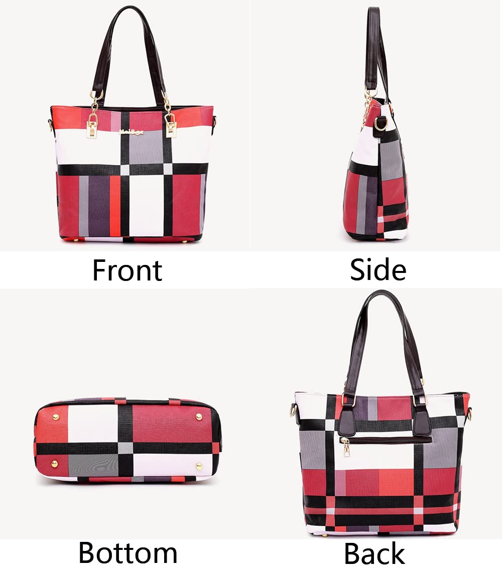 6pcs Women's PU Leather Totes Purses and Handbags Set - Shoulder Bag, Satchel & Clutch Wallet (Upgraded Fabric) - Perfect for Work, Travel and Everyday Use