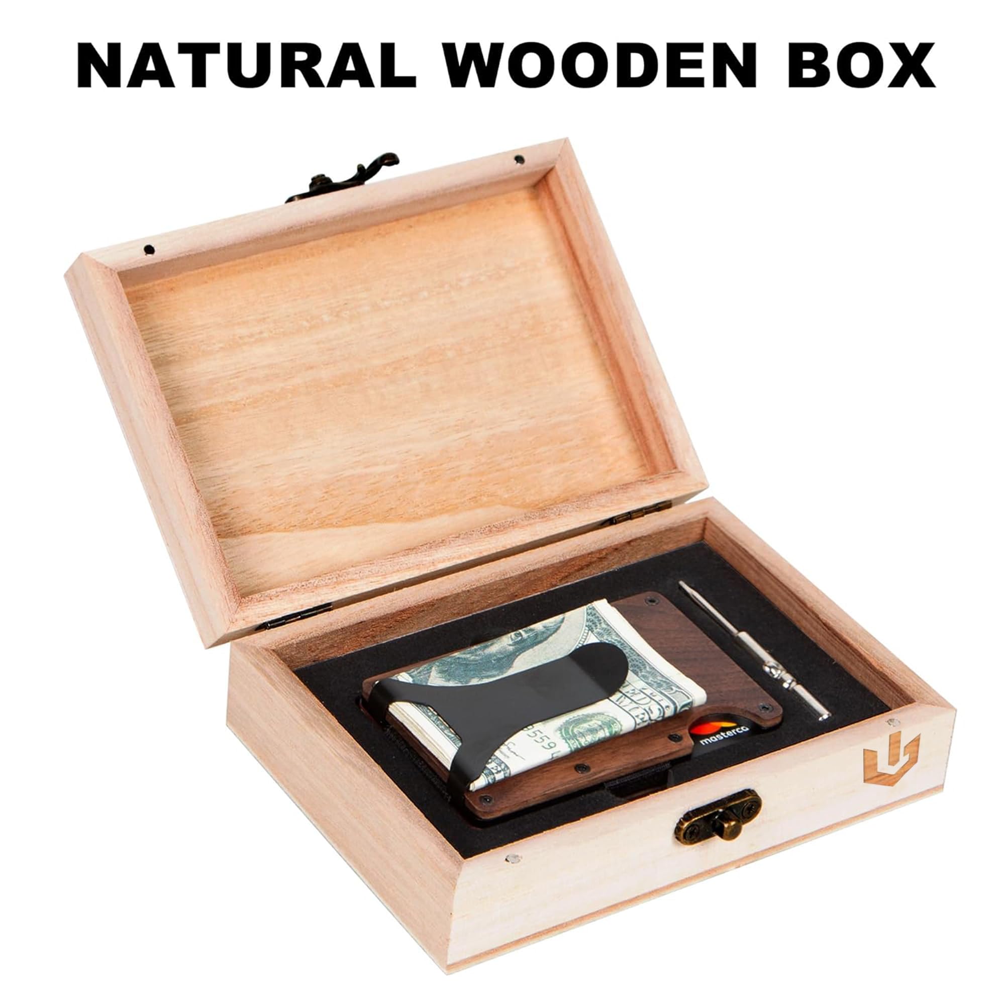 Personalized RFID Blocking Wooden Slim Wallet for Men - Custom Engraved Leather Card Holder with Money Clip & Gift Box - Perfect for Boyfriend, Husband, Father's Day & Anniversary Gifts - Ideal for Travel, Business & Everyday Use (Horse Design, Walnut Finish)