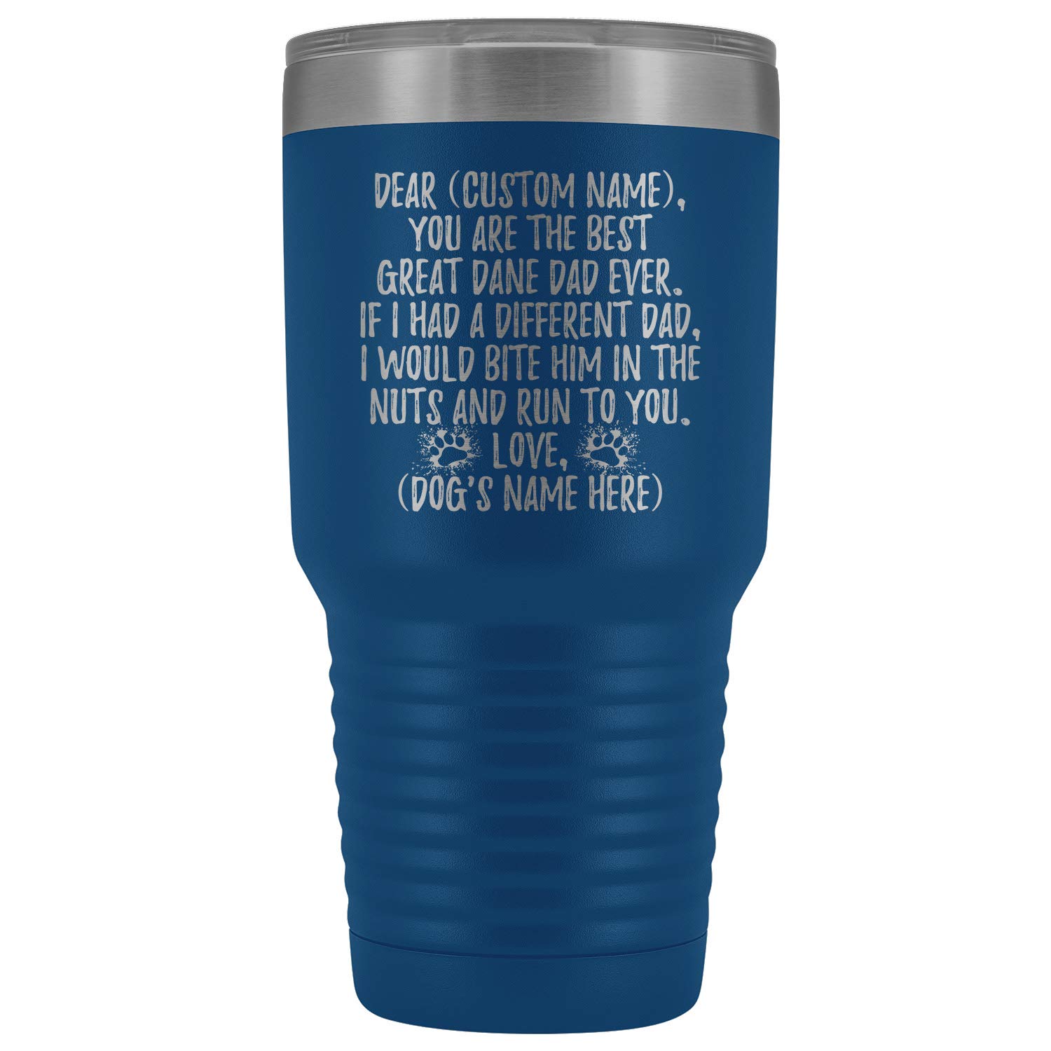 Personalized Great Dane Dog Dad Tumbler - 30oz Insulated Stainless Steel Travel Mug with Lid - Perfect Gift for German Mastiff Owners - Ideal for Coffee, Tea & Cold Drinks at Home, Office or Outdoor Adventures