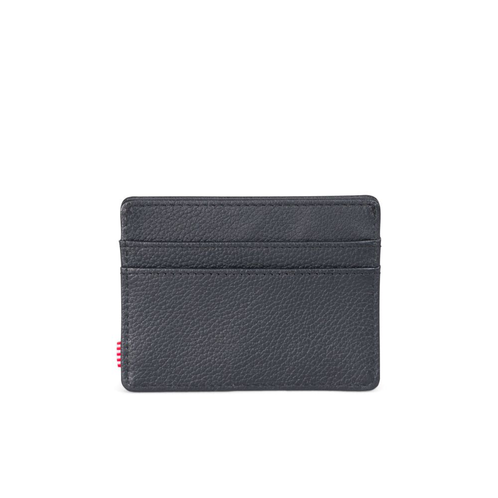 Herschel Charlie Wallet - Black Pebbled Leather RFID Blocking Bifold Wallet for Men | Slim & Stylish Card Holder for Everyday Use, Travel & Business