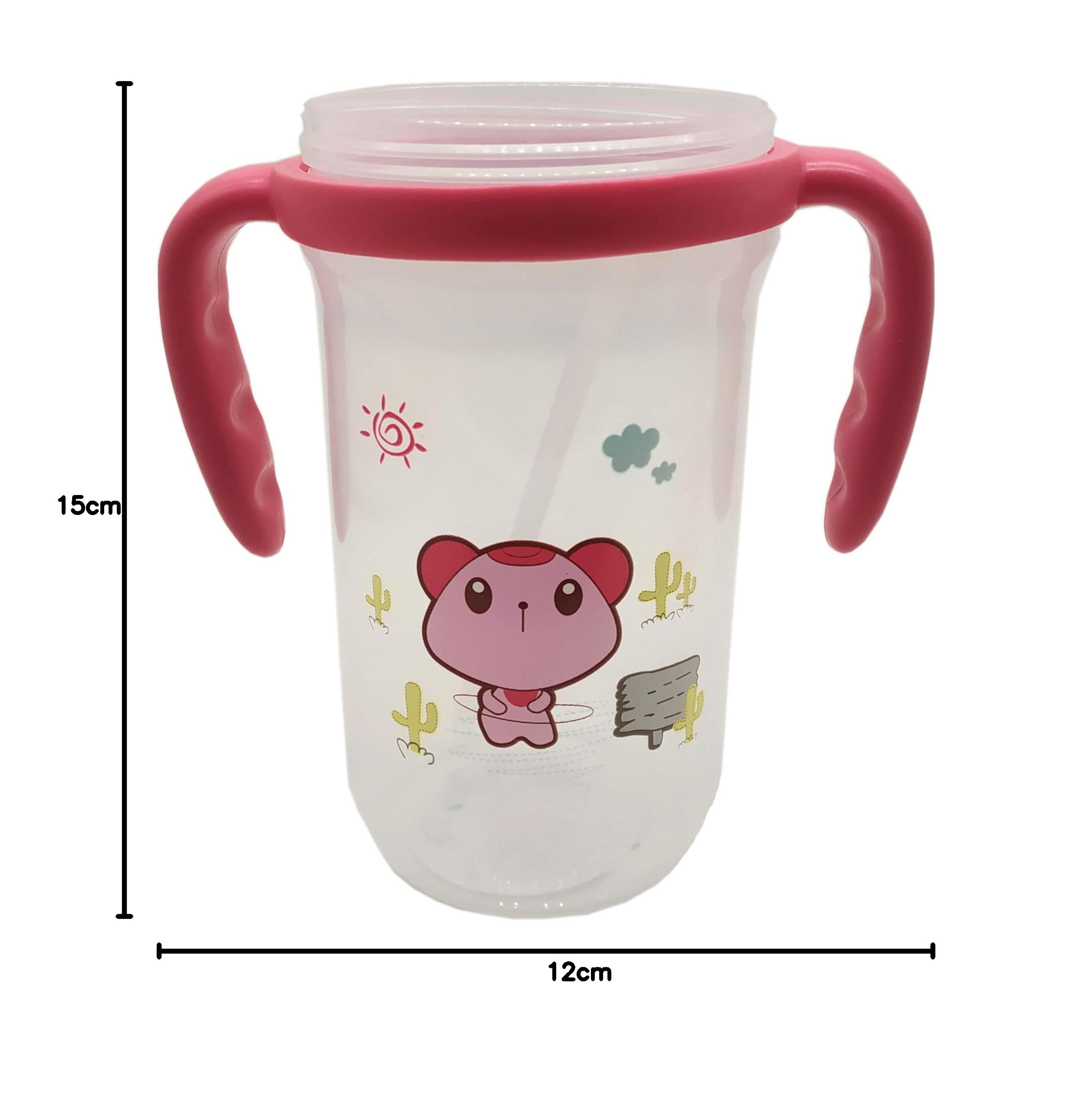 **Leakproof Baby Sipper Bottle with Straw - BPA Free, Durable Twin Handle Non-Toxic Water Bottle for Kids | Cartoon Design for Boys & Girls | Ideal for School, Travel & Outdoor Activities**
