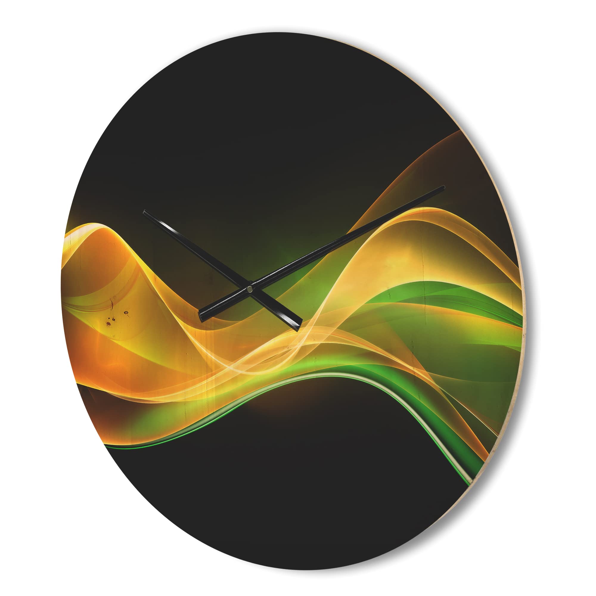 3D Green Gold Wave Design Modern Wood Wall Clock - Large Decorative Oversized Wooden Clock for Living Room, Bedroom & Office Décor | Perfect for Home, Office & Gift Giving