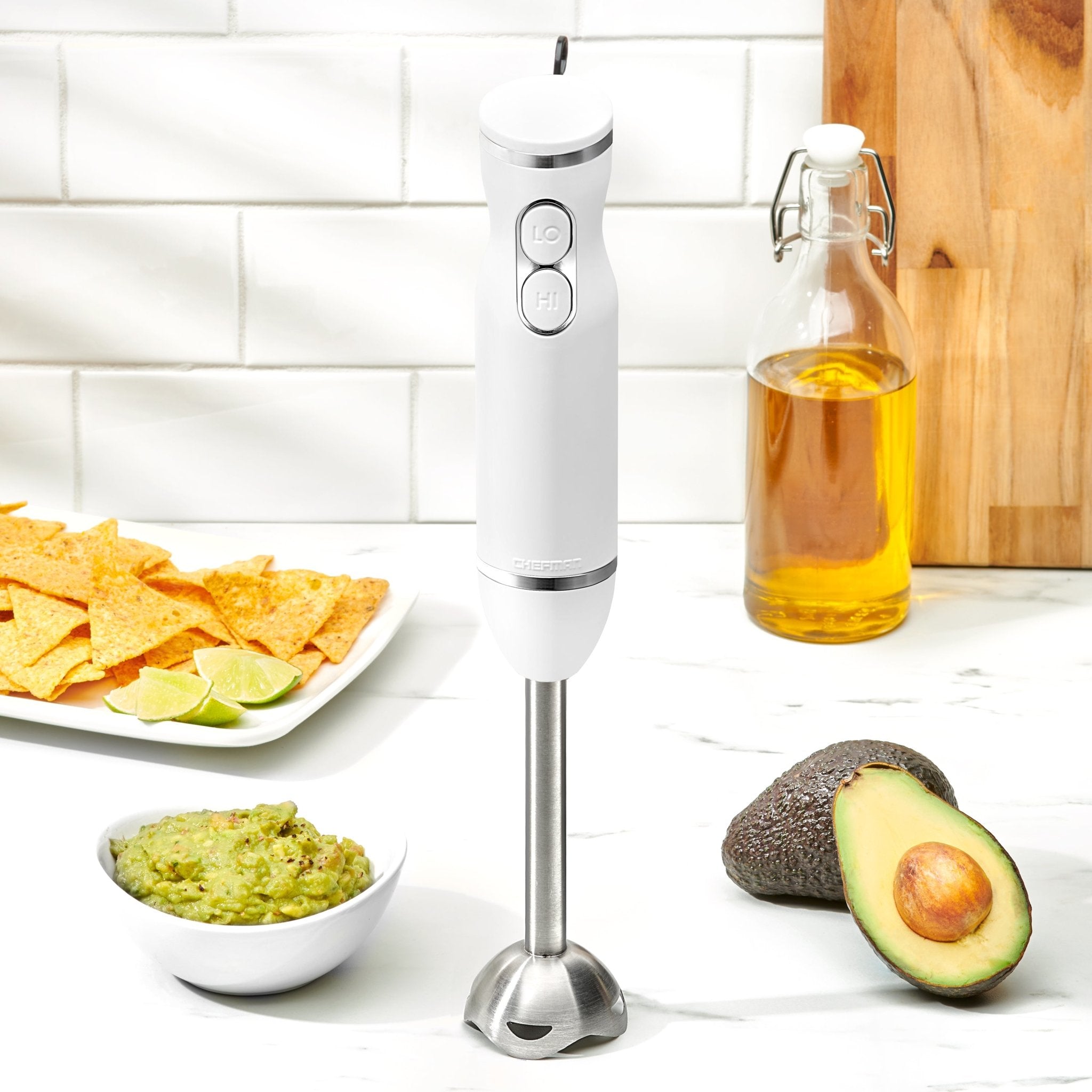 Chefman 300W Immersion Hand Blender with Turbo Boost - Powerful Stick Blender for Smoothies, Soups & Sauces - Ivory (Perfect for Kitchen, Camping & Small Spaces)