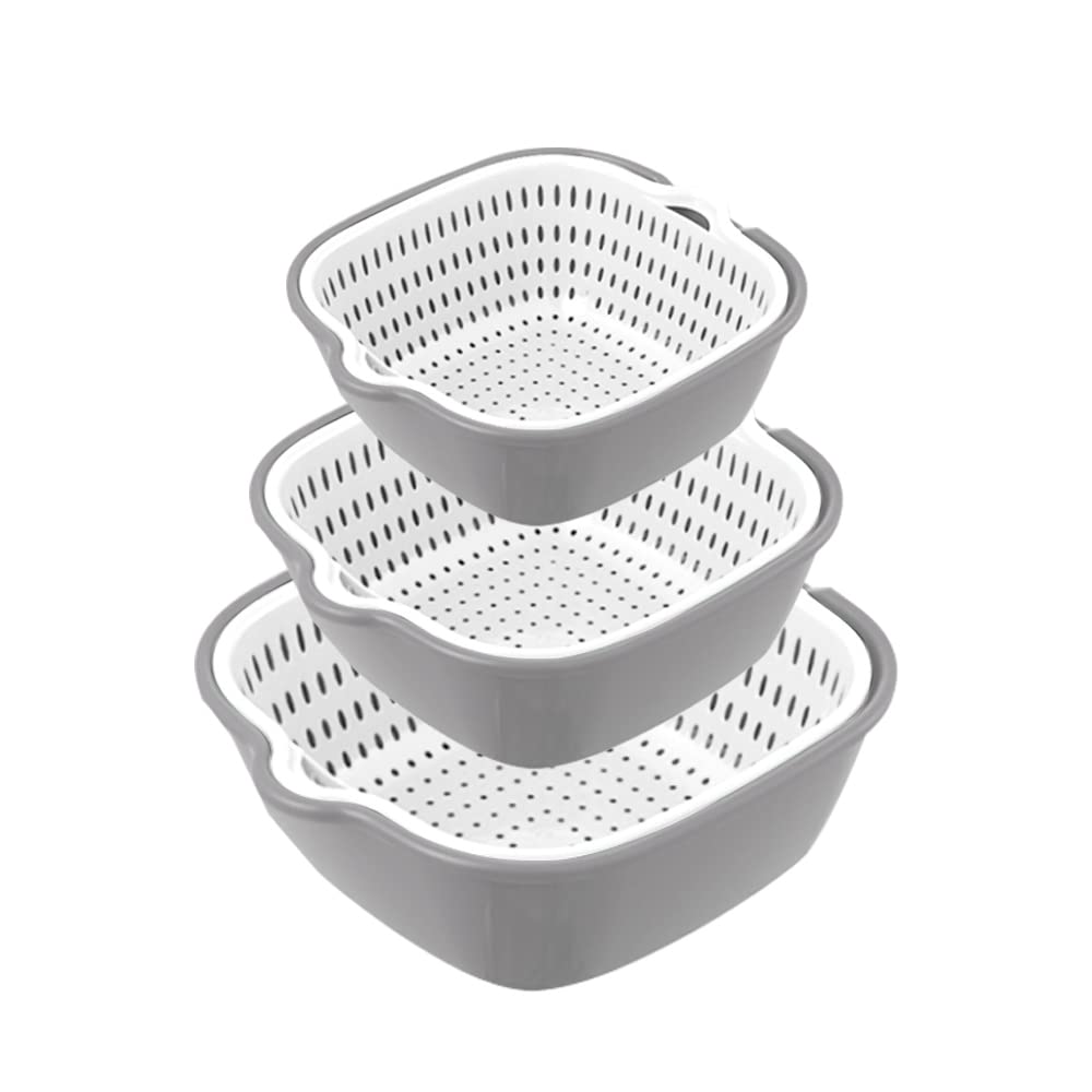 Stackable Multi-Layer Kitchen Colander Set - Vegetable & Fruit Washing Basket, Strainer, Sink Organizer for Fresh Produce Prep | Perfect for Meal Prep, Salad Making & Kitchen Organization